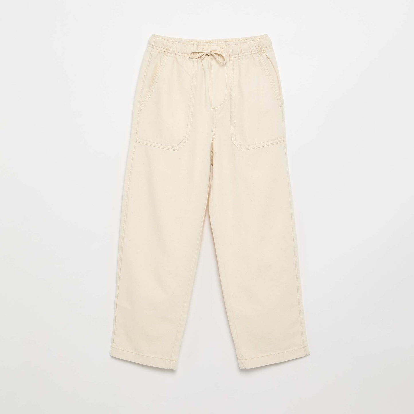 Drawstring twill trousers WHITE