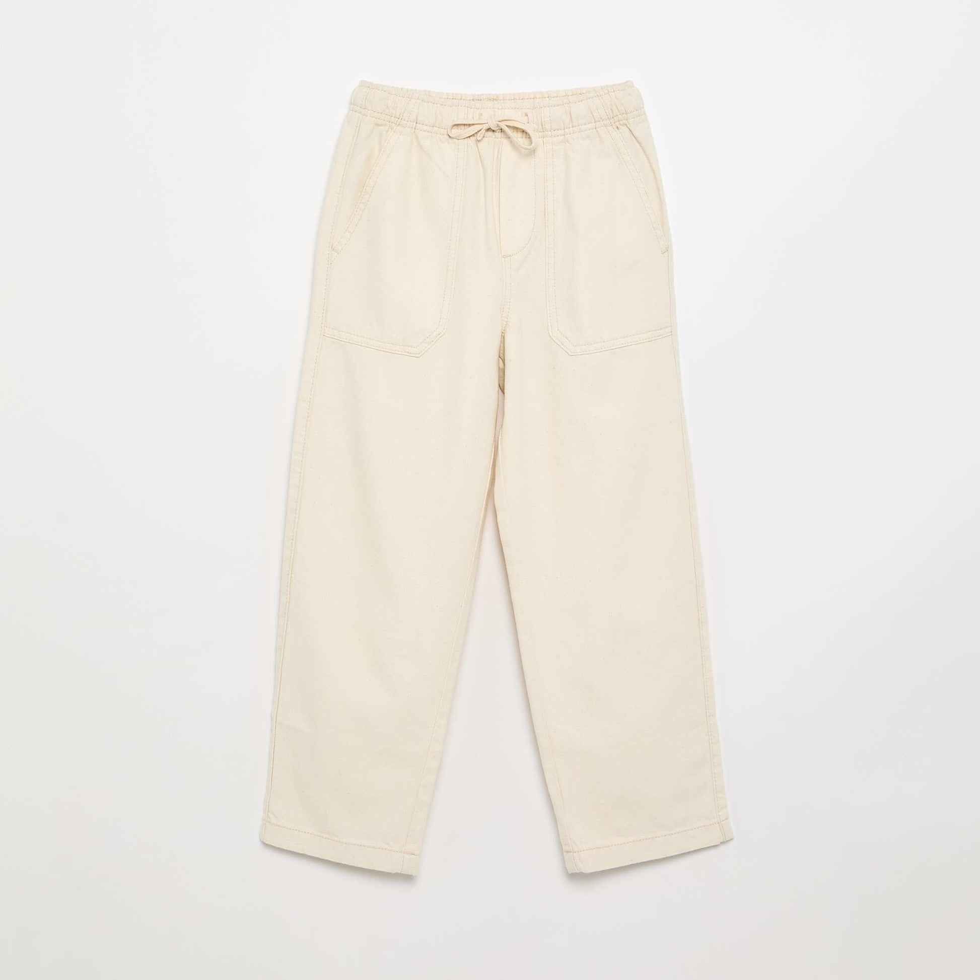 Drawstring twill trousers WHITE
