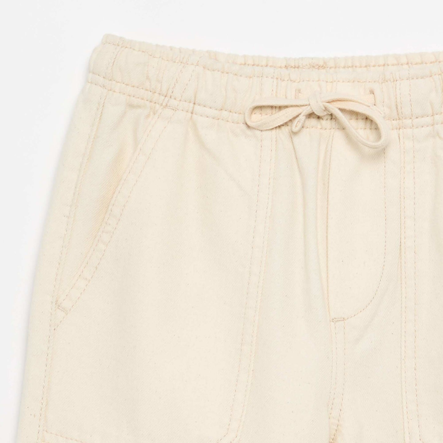 Drawstring twill trousers WHITE