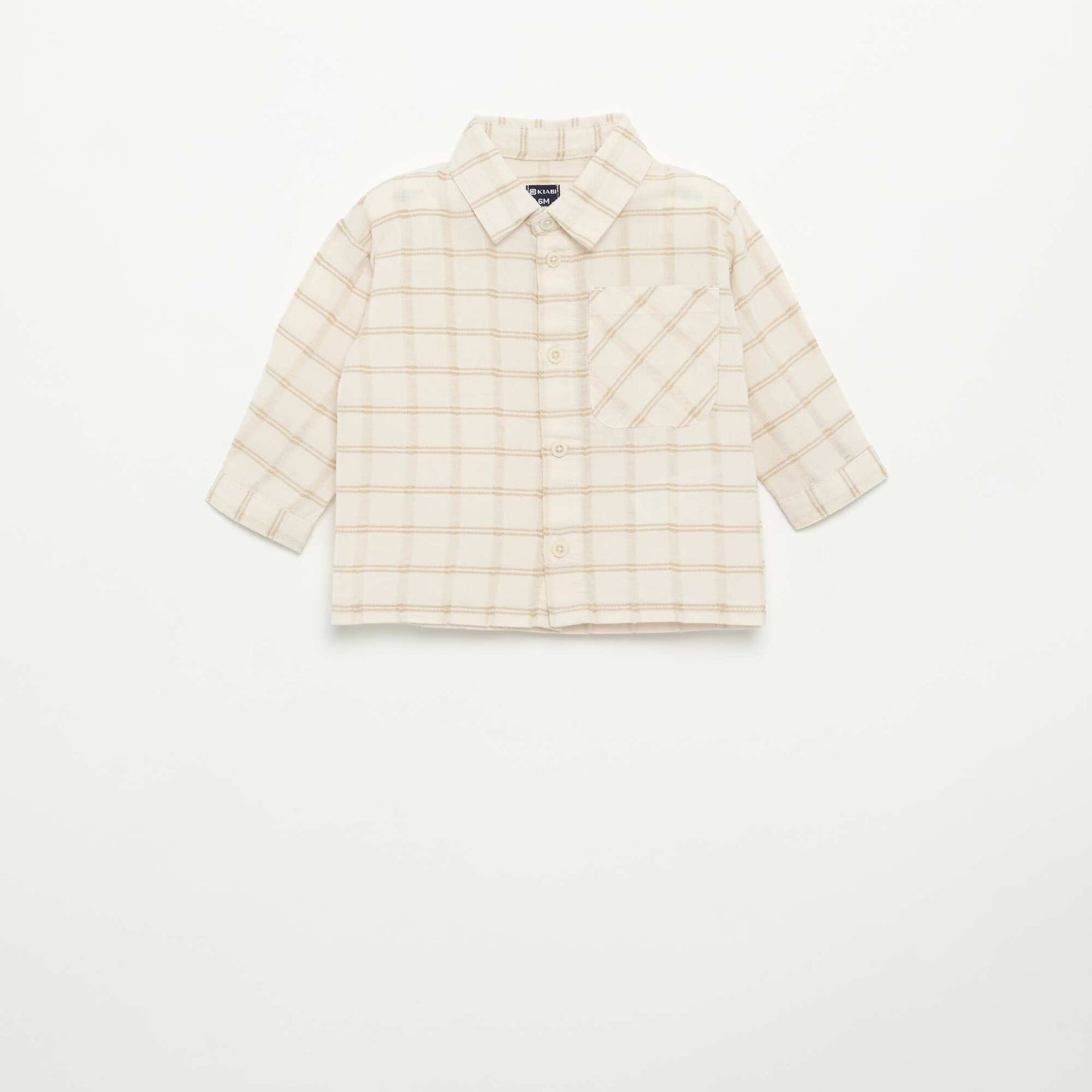 Striped long-sleeved shirt BEIGE