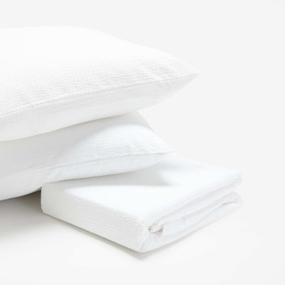 Seersucker Double Duvet Cover Set 240 x 220 cm WHITE