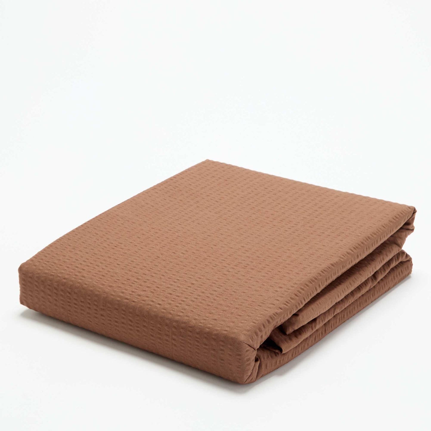Seersucker Double Duvet Cover Set 240 x 220 cm BROWN