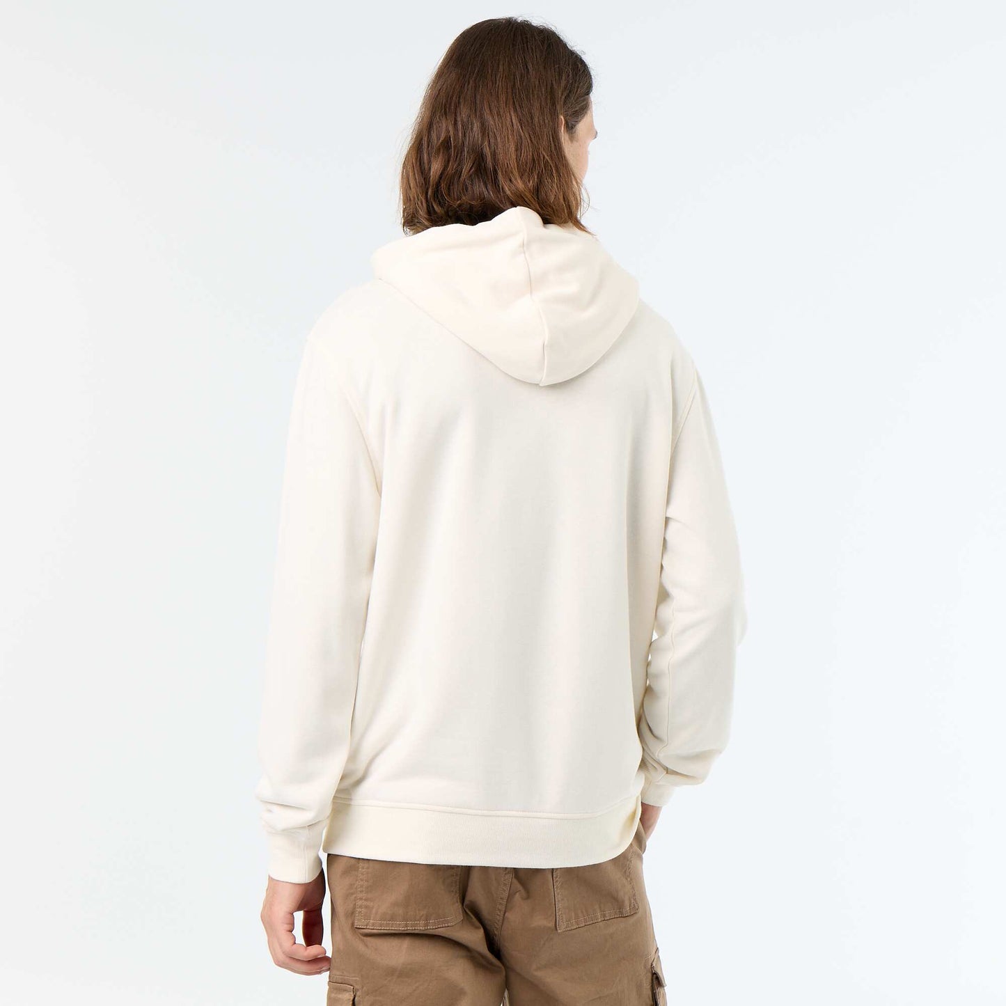 Printed fleece hoodie WHITE