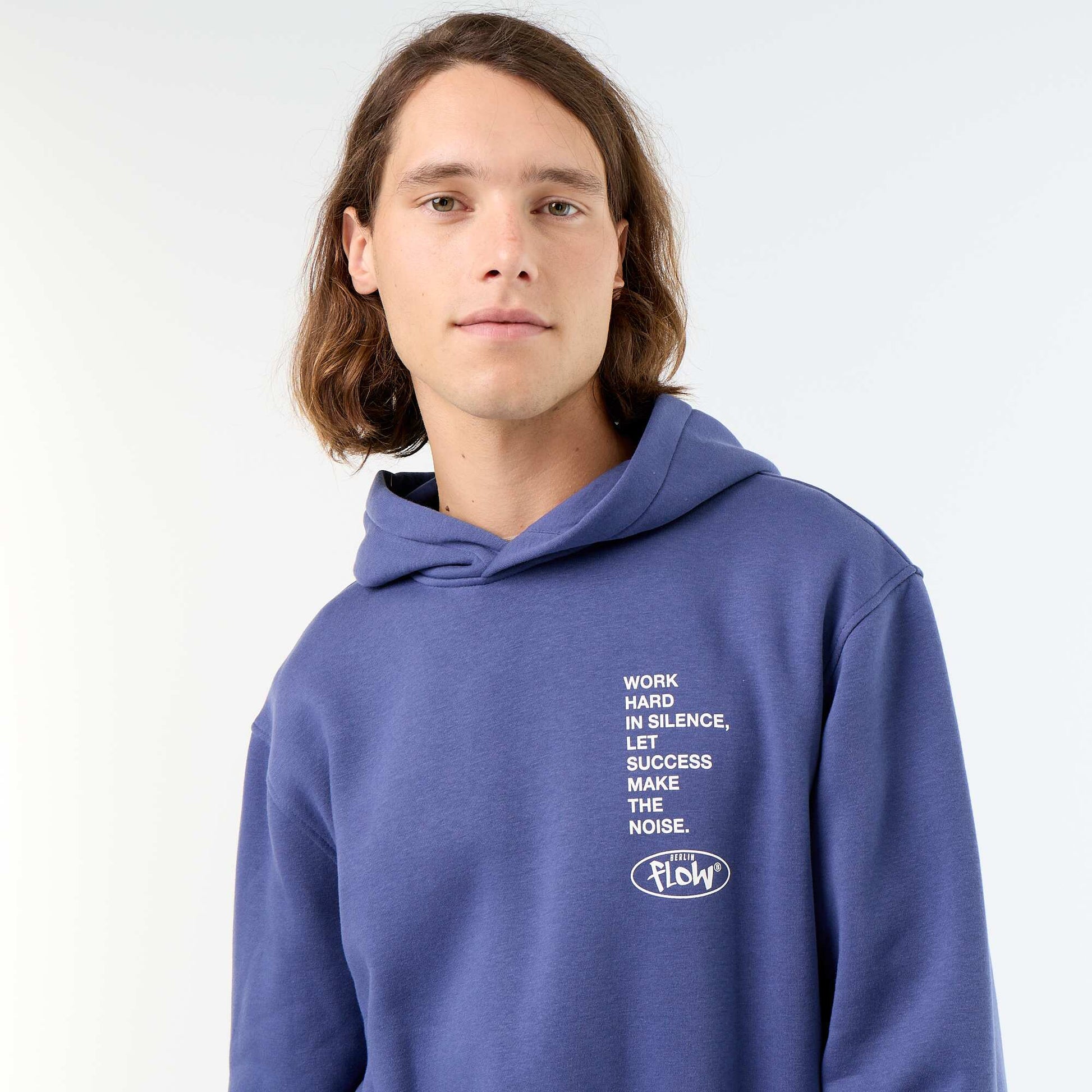 Printed fleece hoodie BLUE