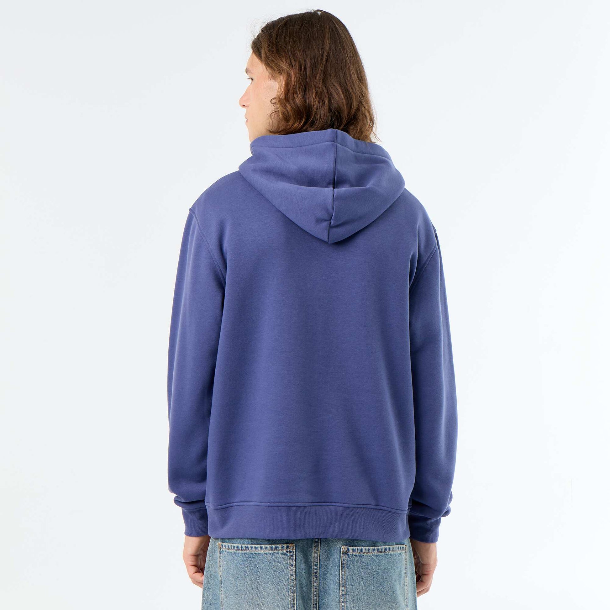 Printed fleece hoodie BLUE