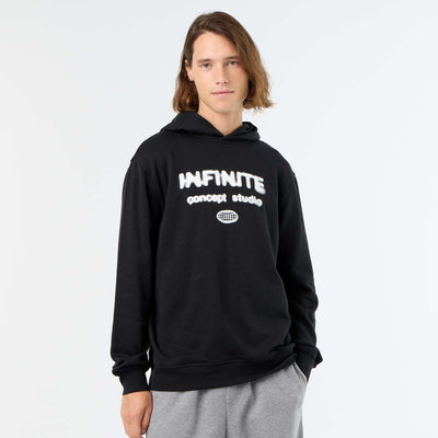 Printed fleece hoodie BLACK