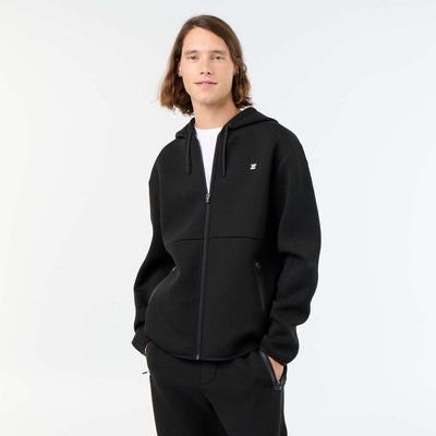 Neoprene-style hooded sweatshirt BLACK