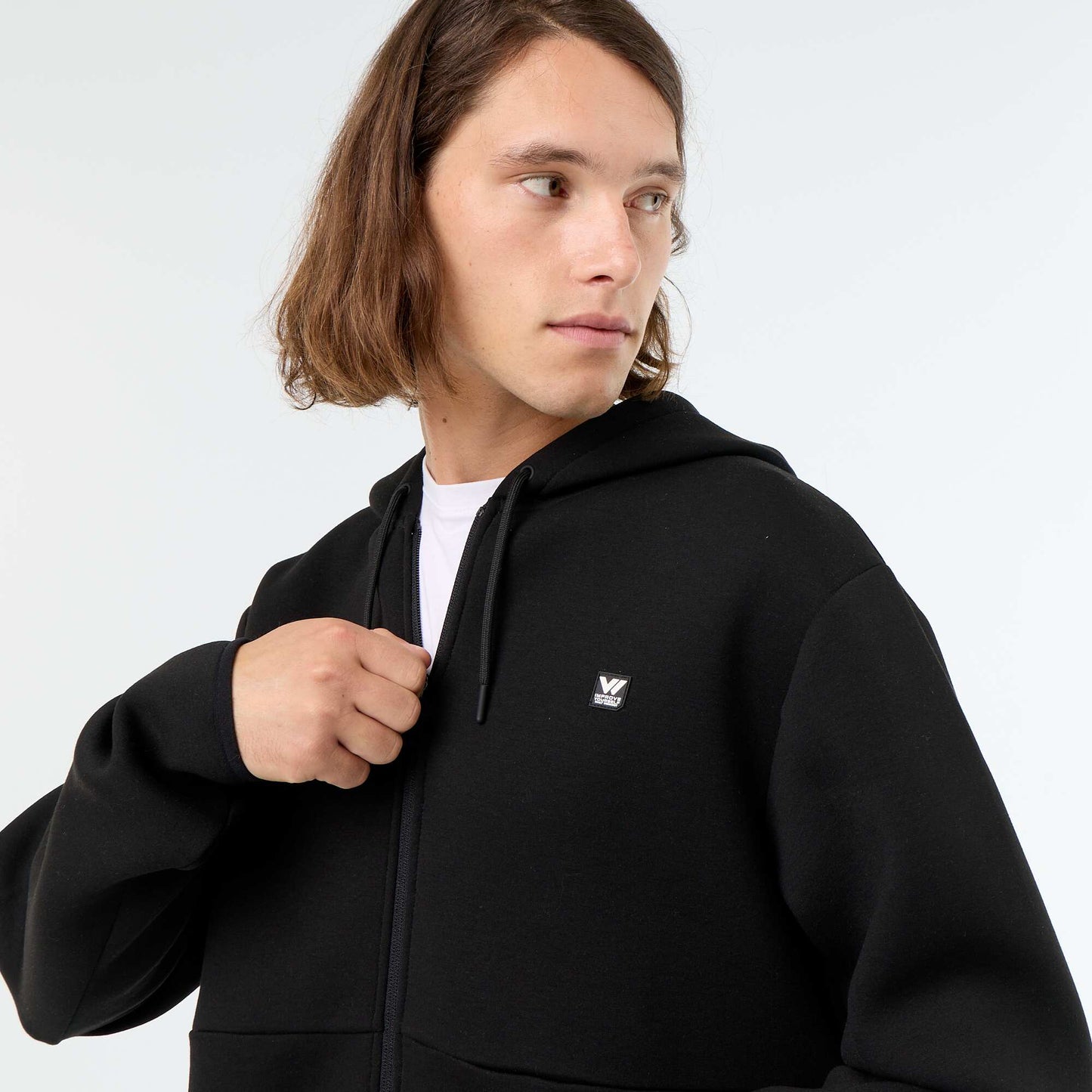 Neoprene-style hooded sweatshirt BLACK