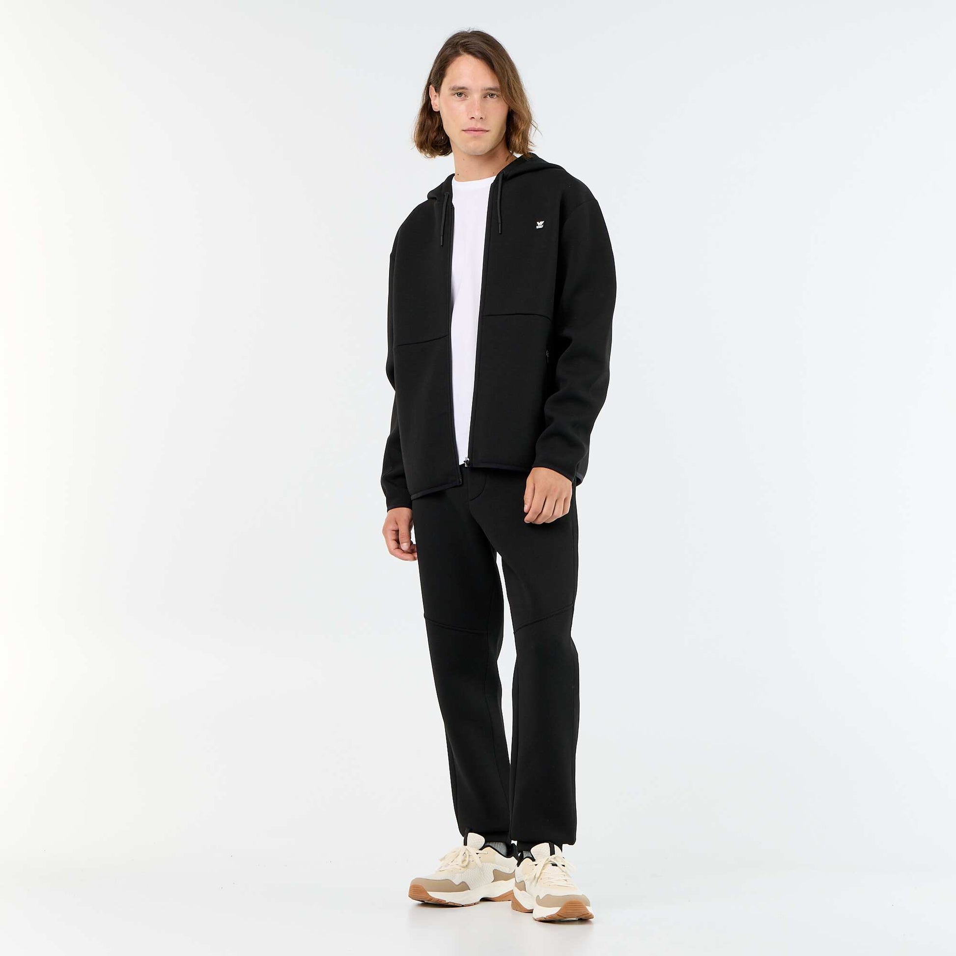Neoprene-style hooded sweatshirt BLACK