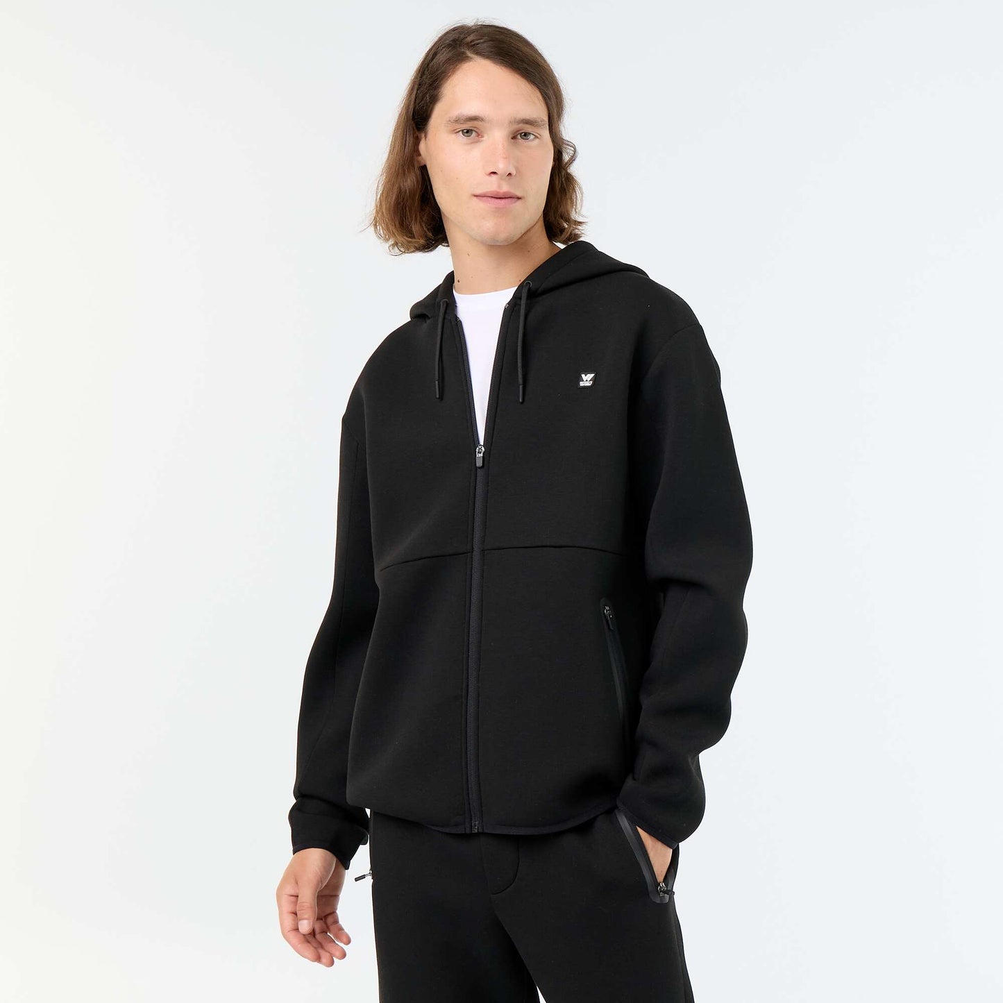 Neoprene-style hooded sweatshirt BLACK