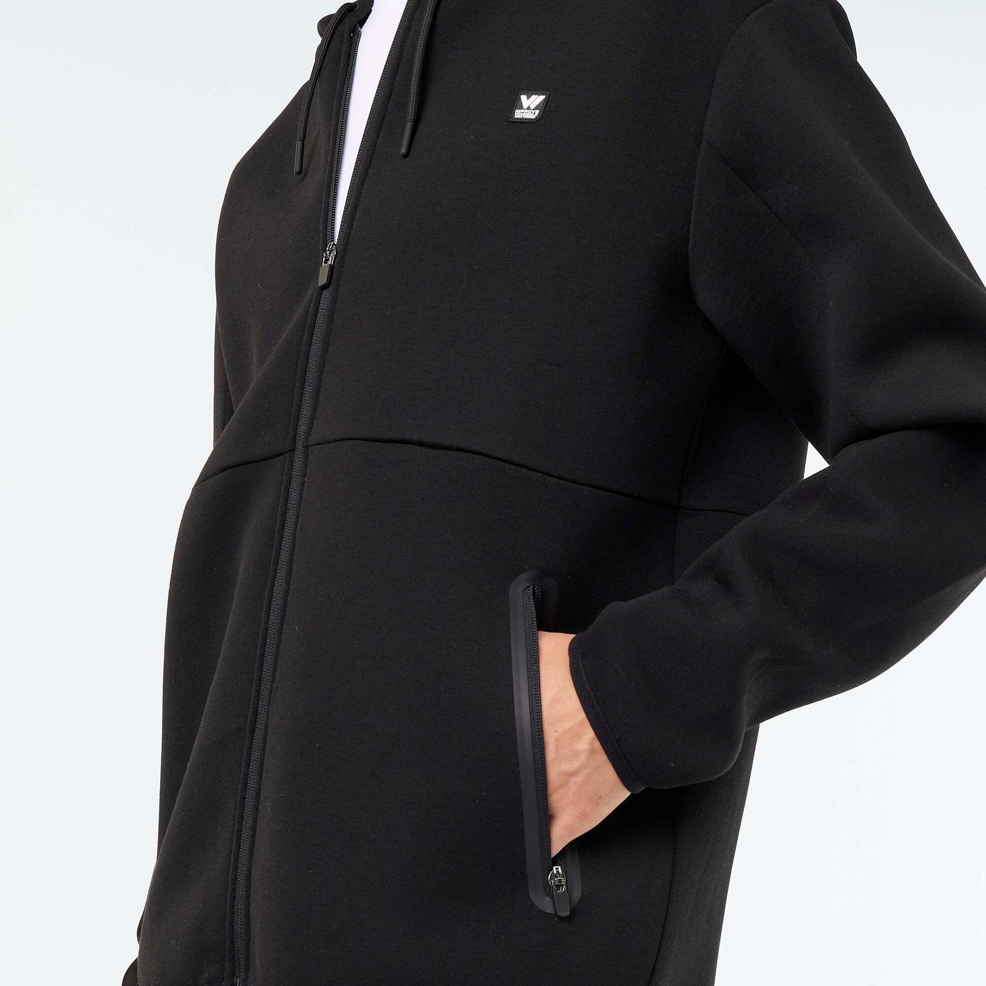 Neoprene-style hooded sweatshirt BLACK