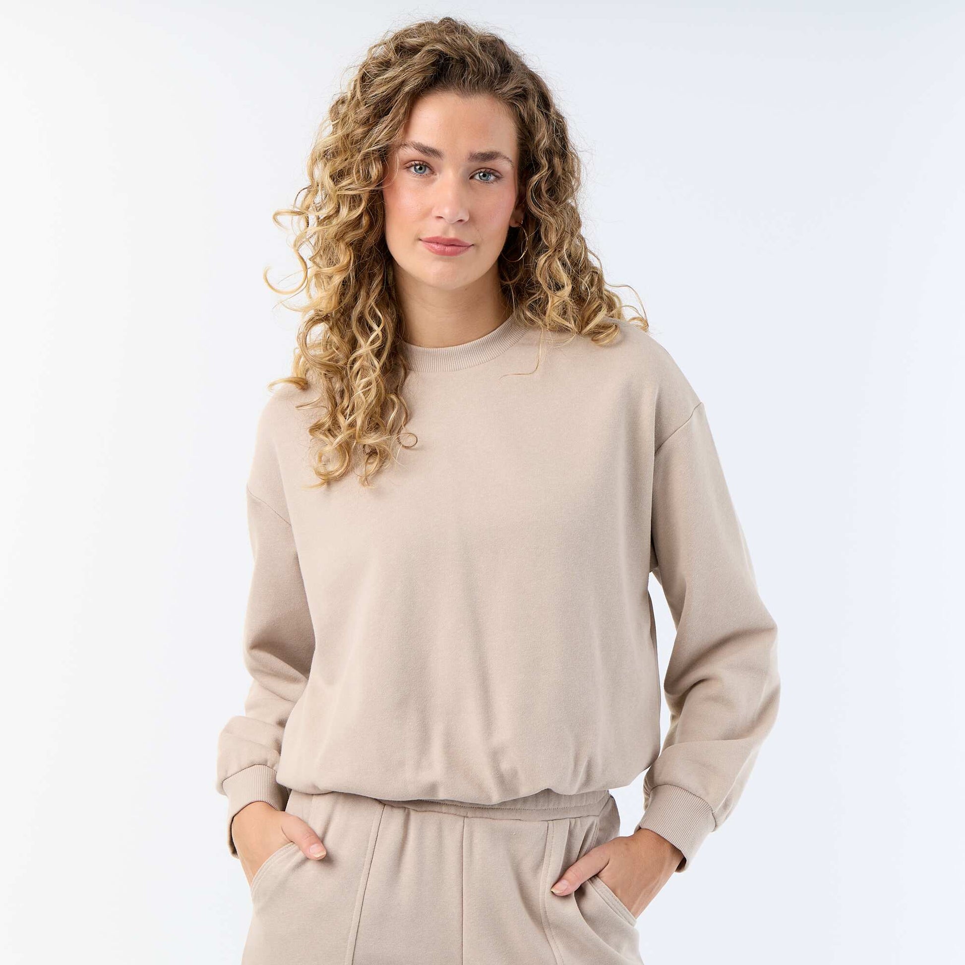 Balloon French Terry Sweatshirt BEIGE