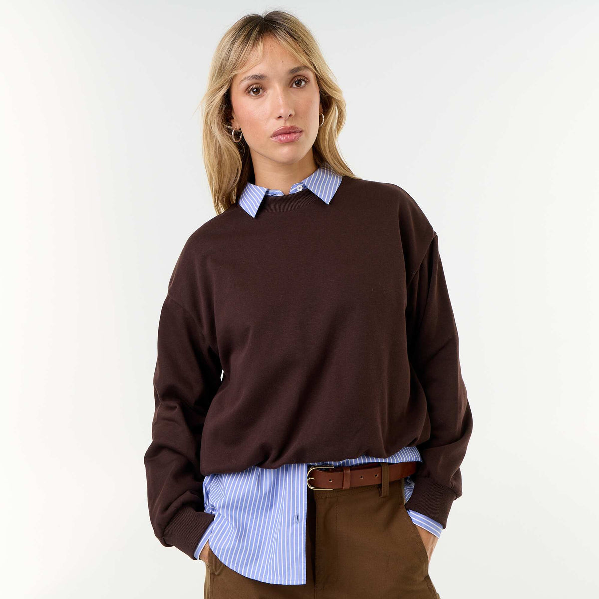 Balloon French Terry Sweatshirt BROWN