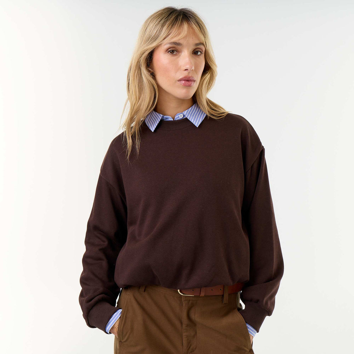 Balloon French Terry Sweatshirt BROWN