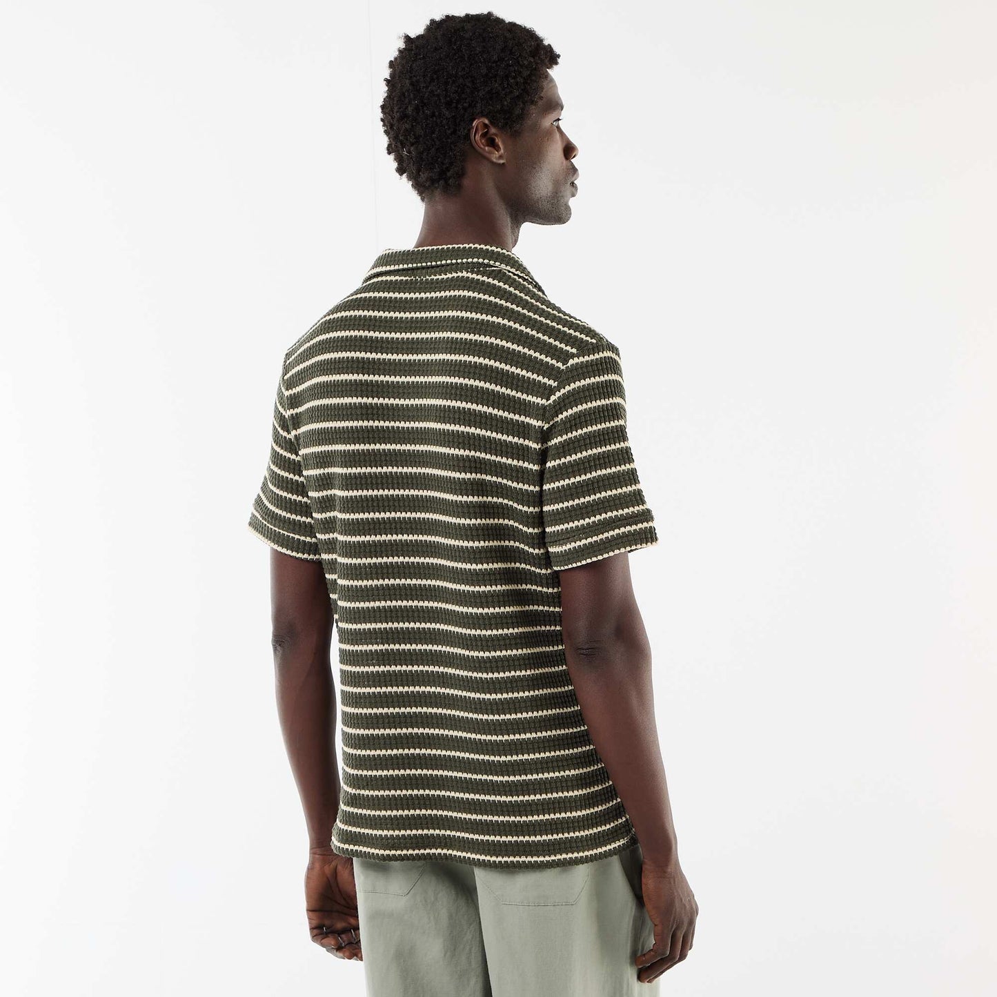 Short-Sleeved Polo Shirt in Textured Fabric KHAKI