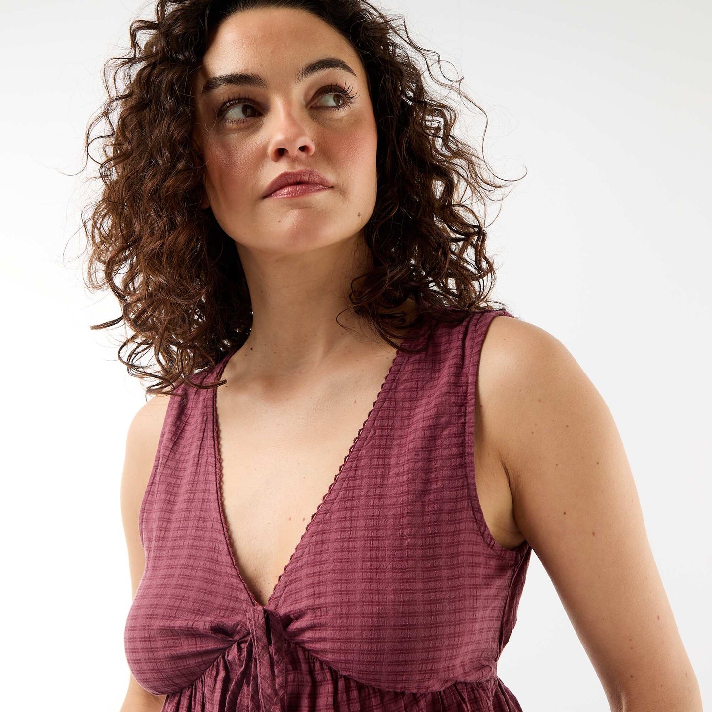 Openwork knit sleeveless top PINK