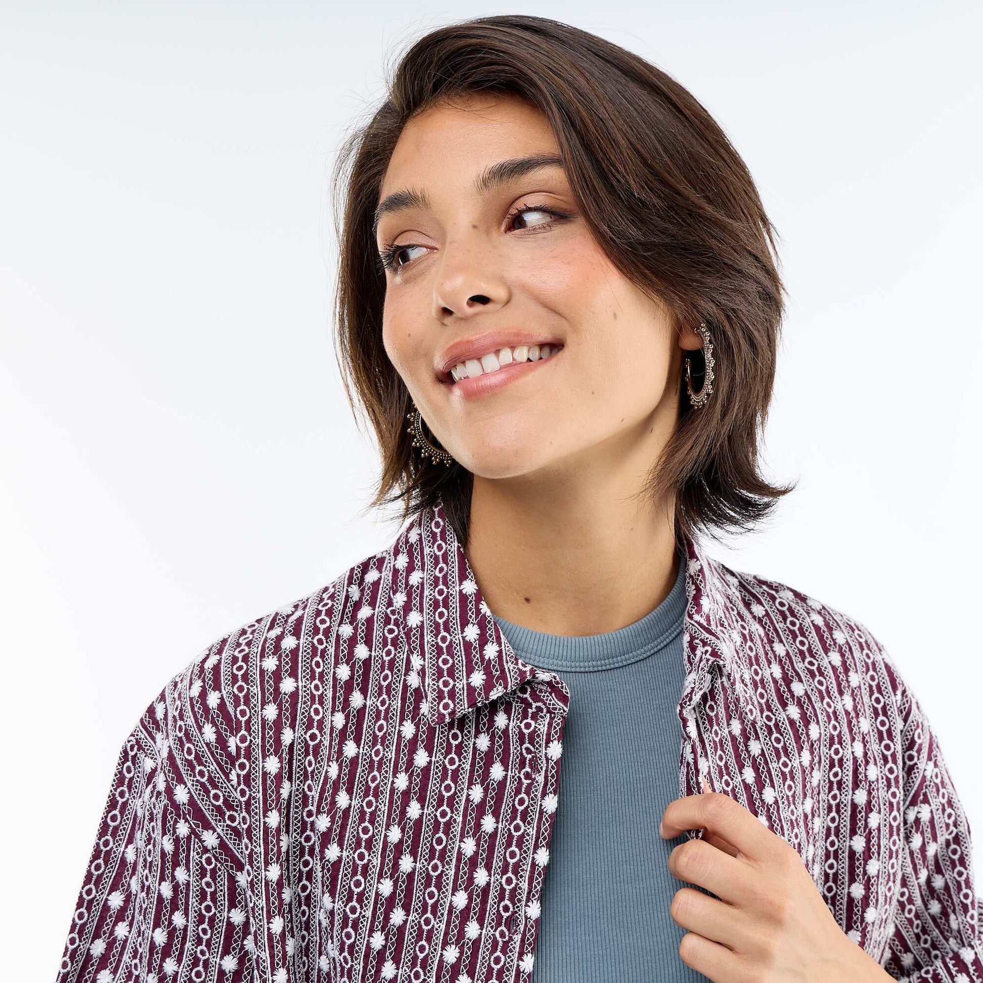 Embroidered short-sleeved shirt PINK