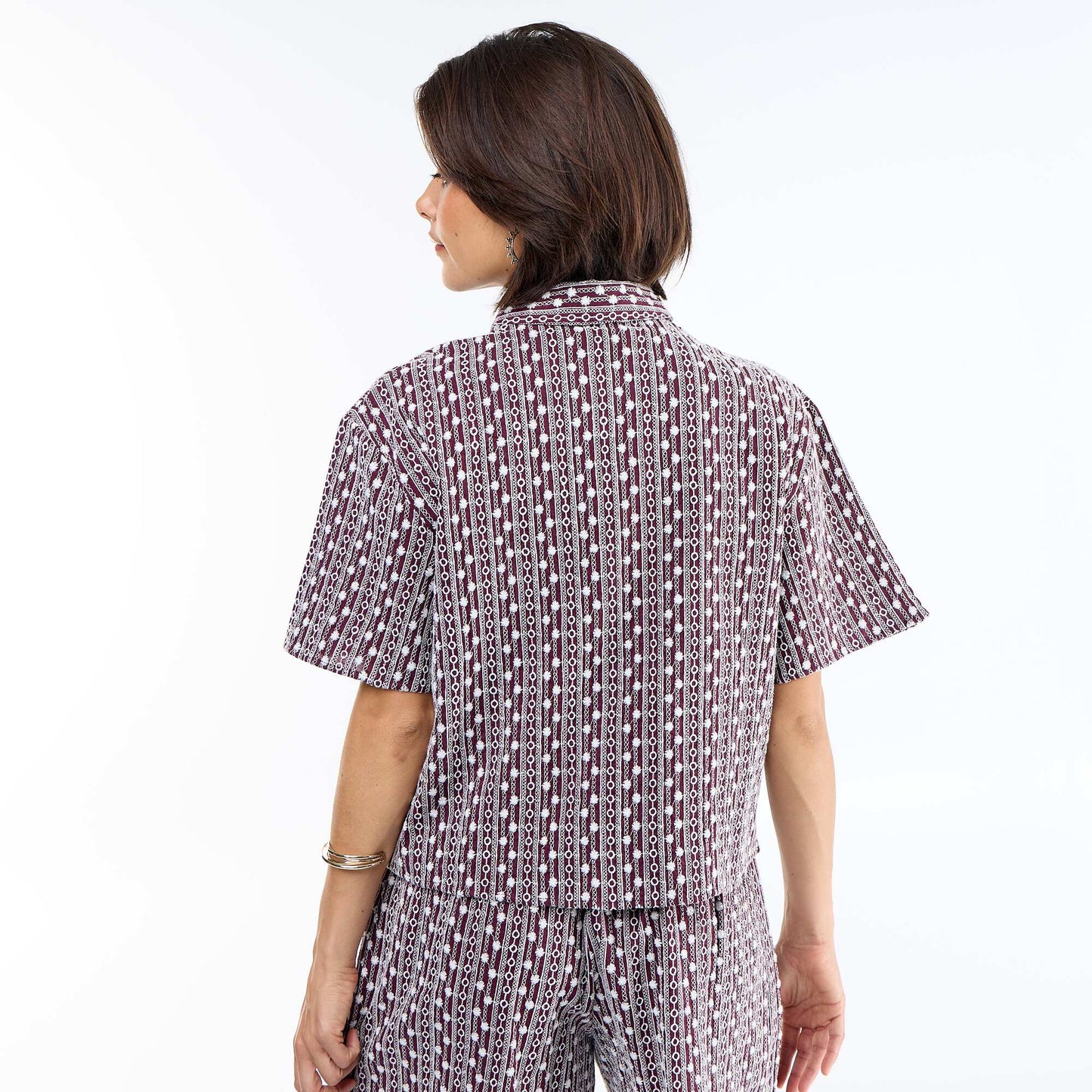 Embroidered short-sleeved shirt PINK