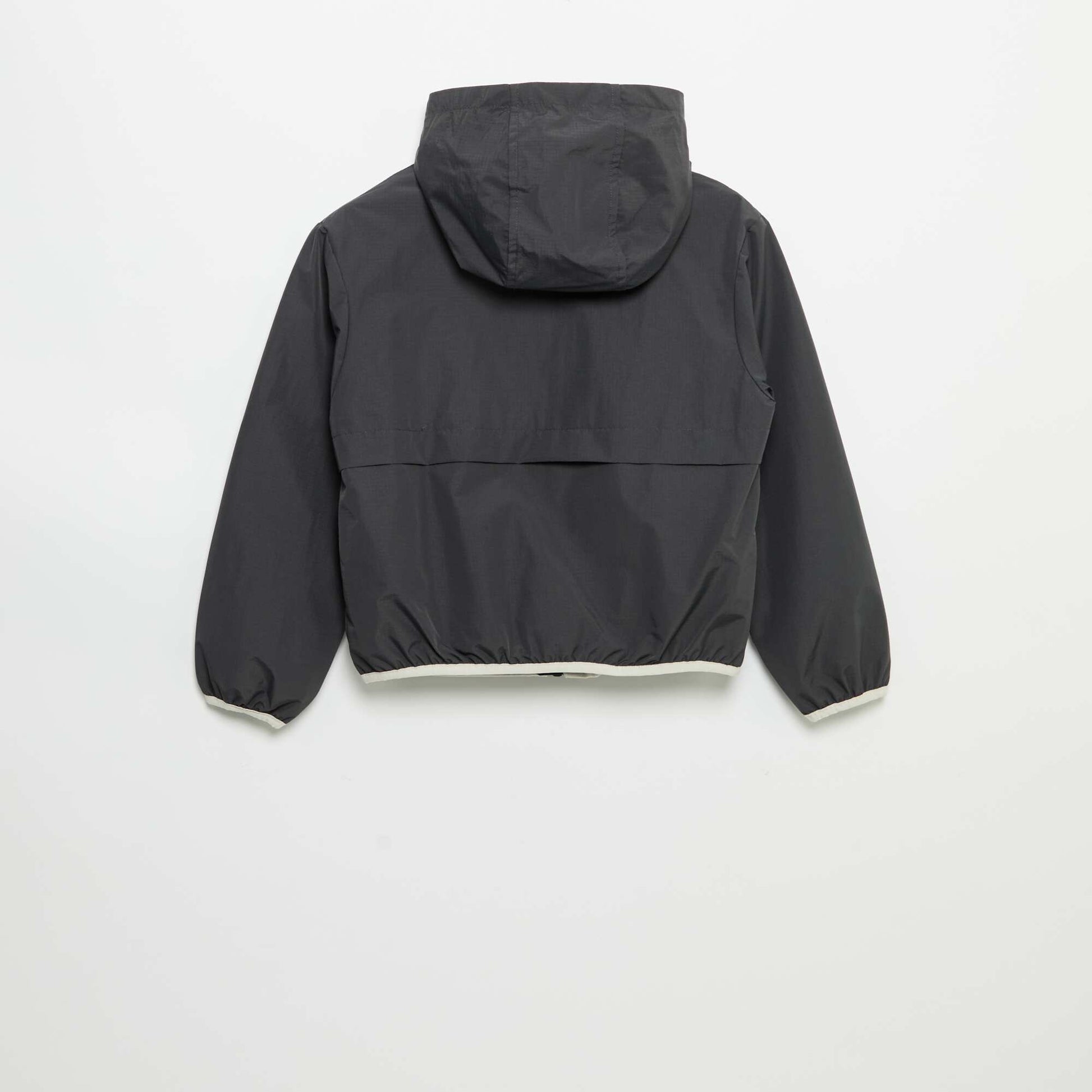 Hooded Windbreaker Jacket BLACK