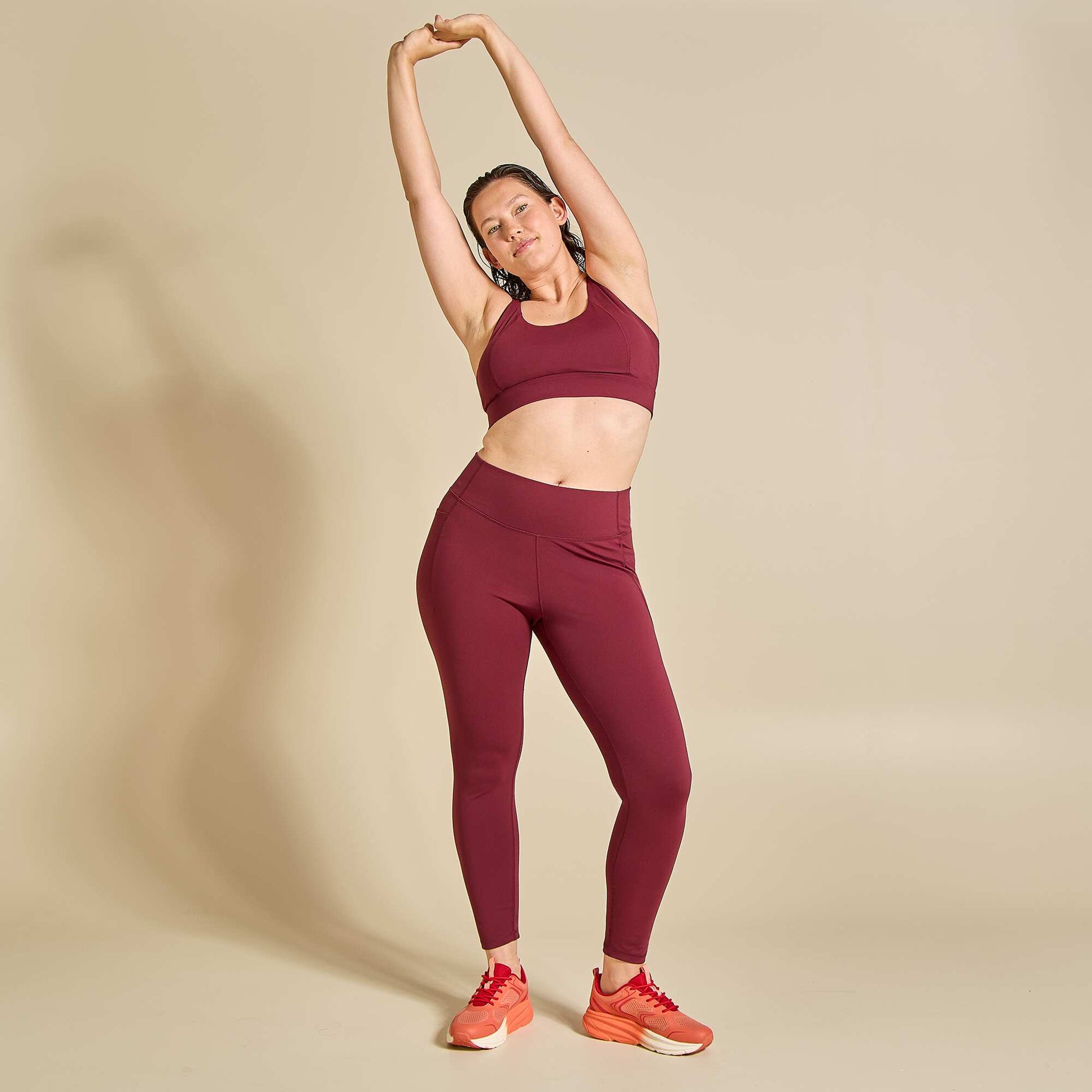 Sports leggings with pockets RED