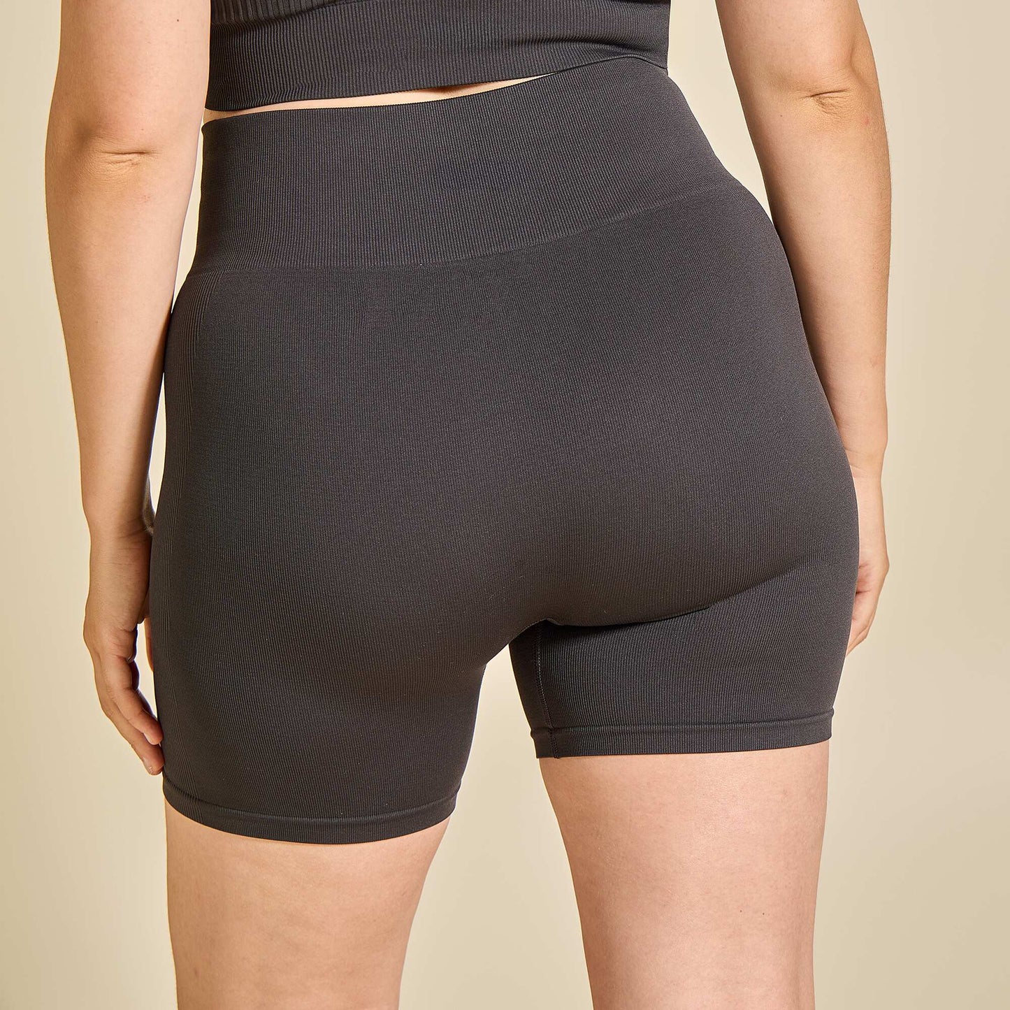 Ribbed Sports Biker Shorts BLACK