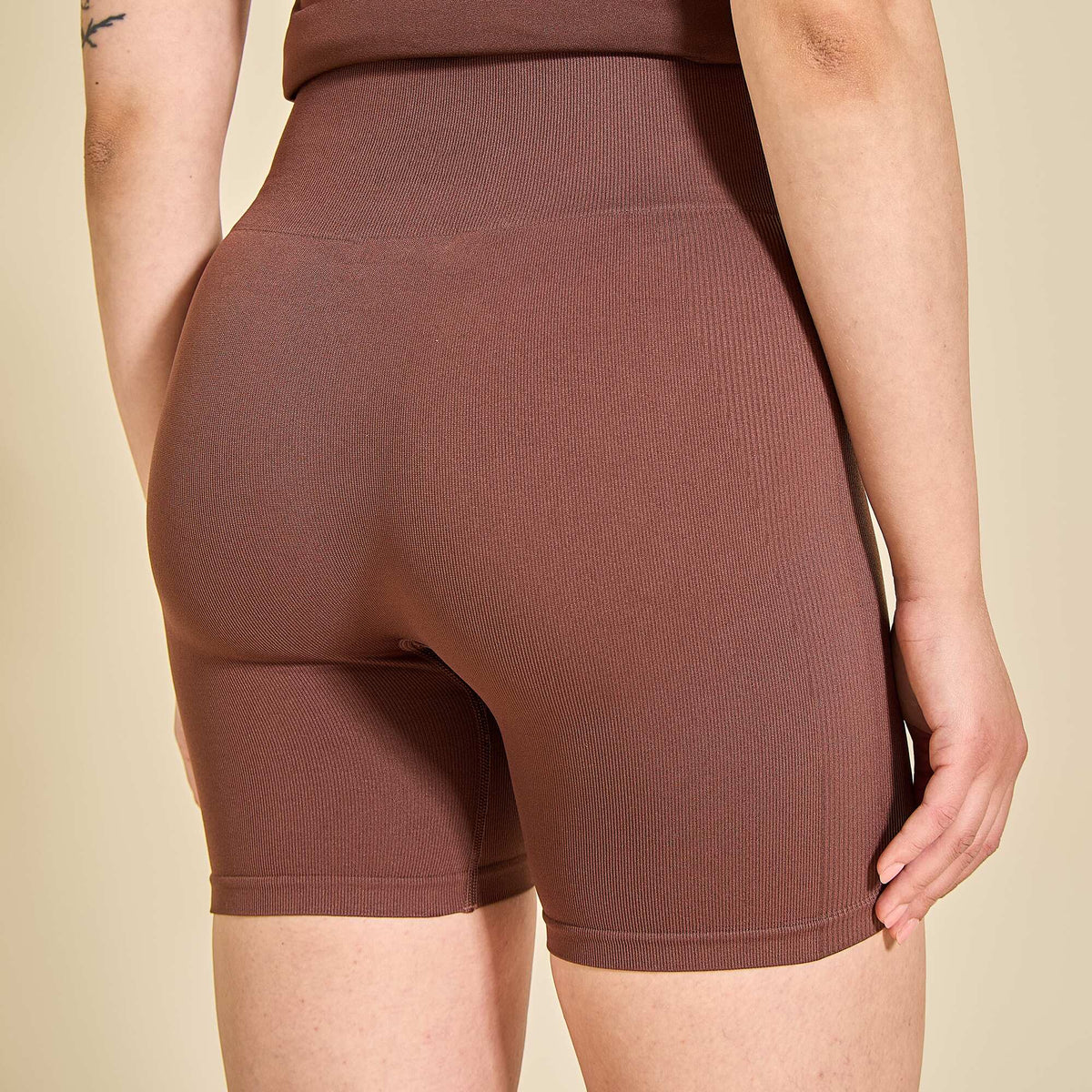 Ribbed Sport Cycling Shorts BROWN