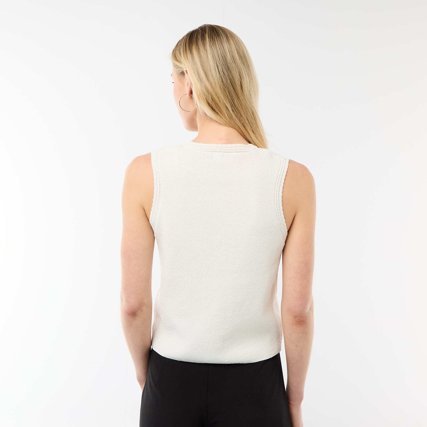 Sleeveless Top with Gold Buttons BEIGE