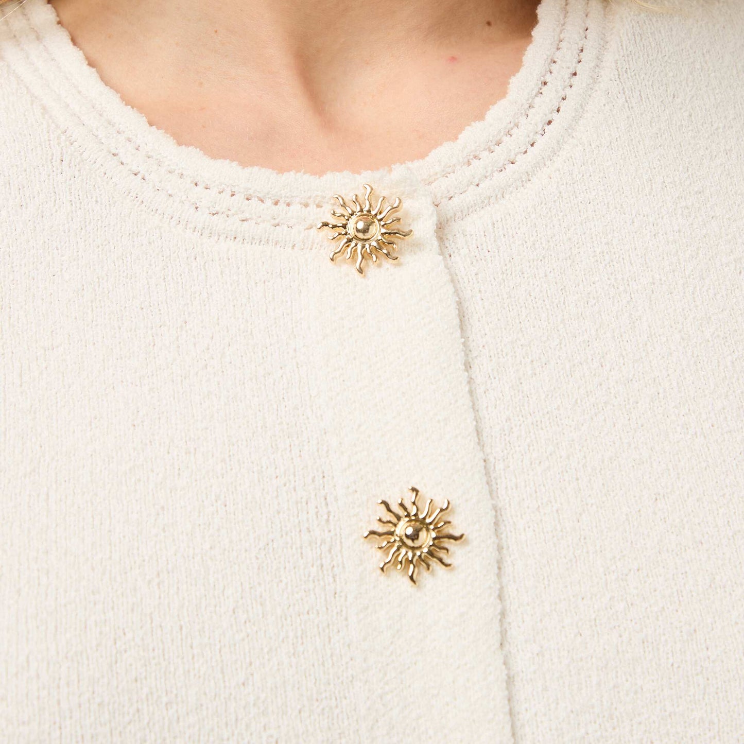 Sleeveless Top with Gold Buttons BEIGE
