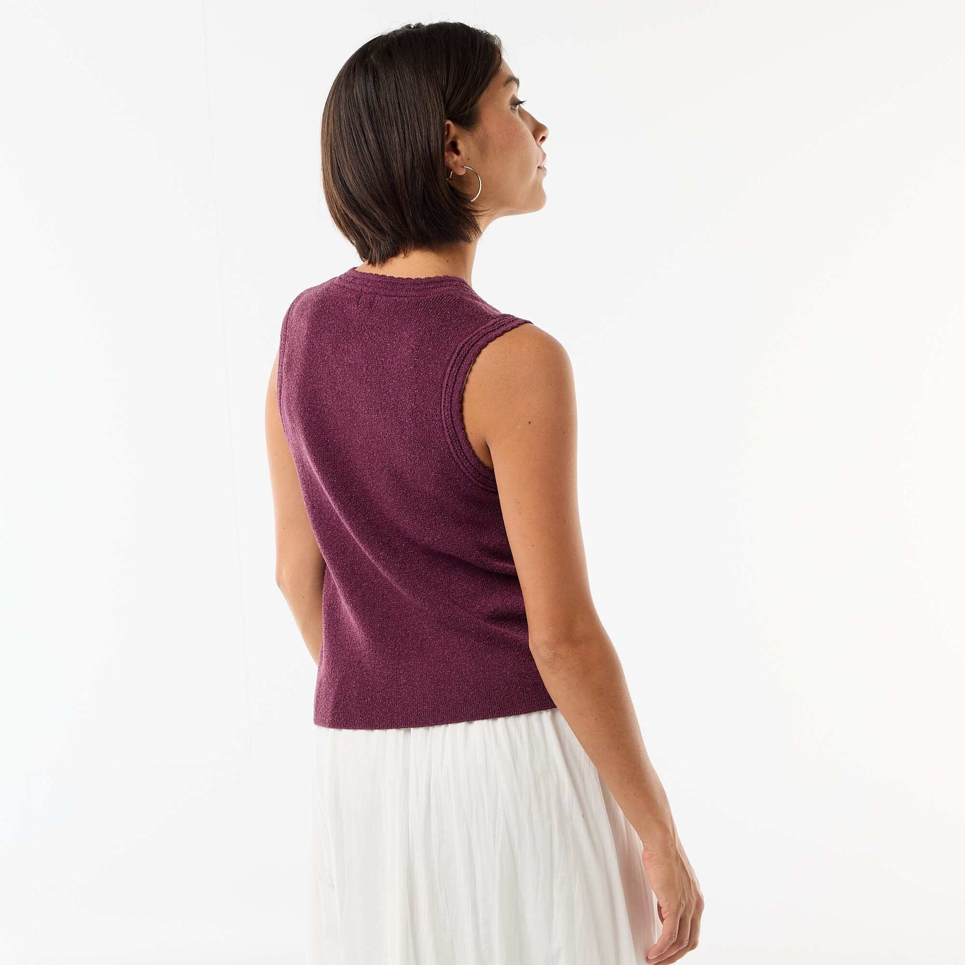 Sleeveless Top with Gold Buttons PURPLE