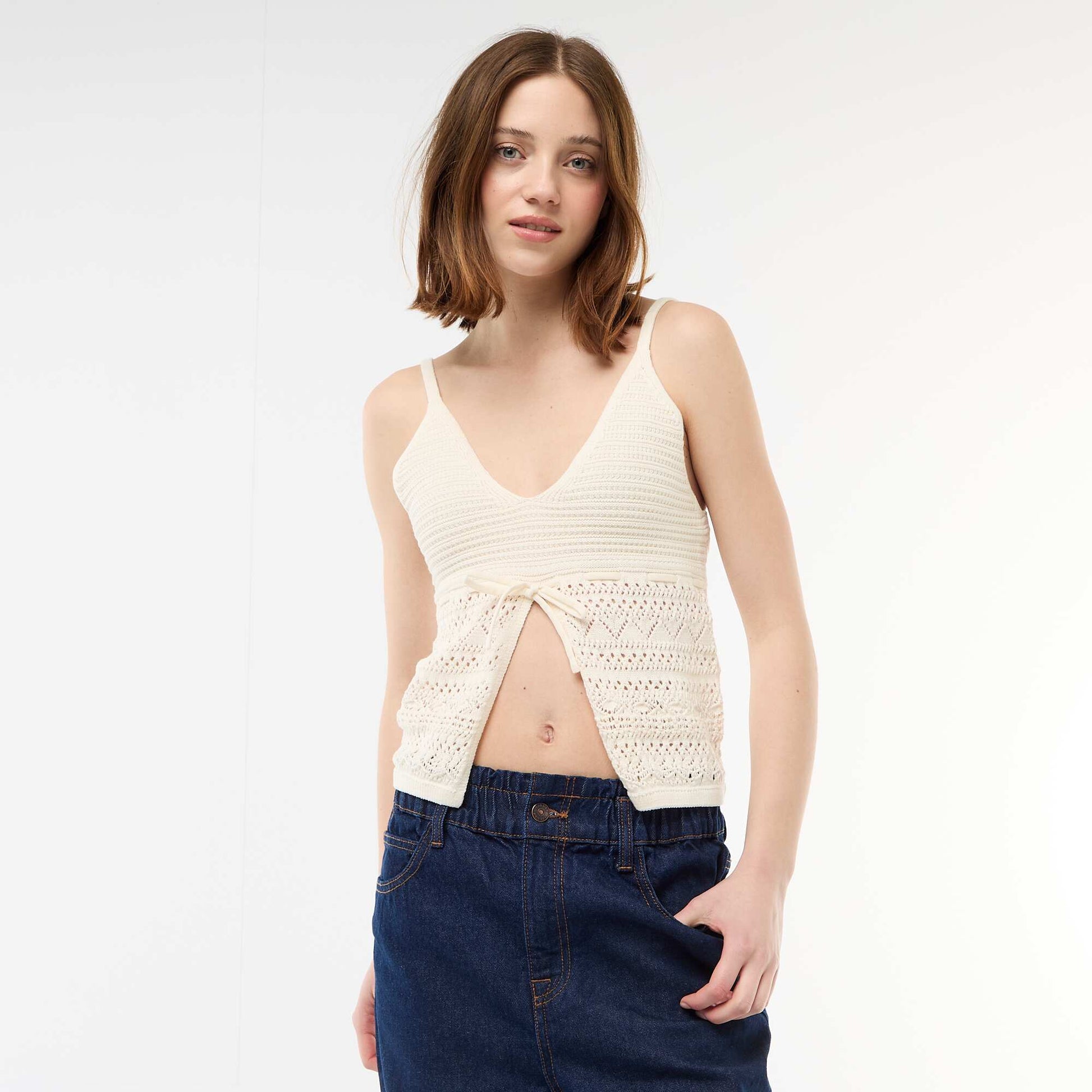 Crochet Crop Top BEIGE