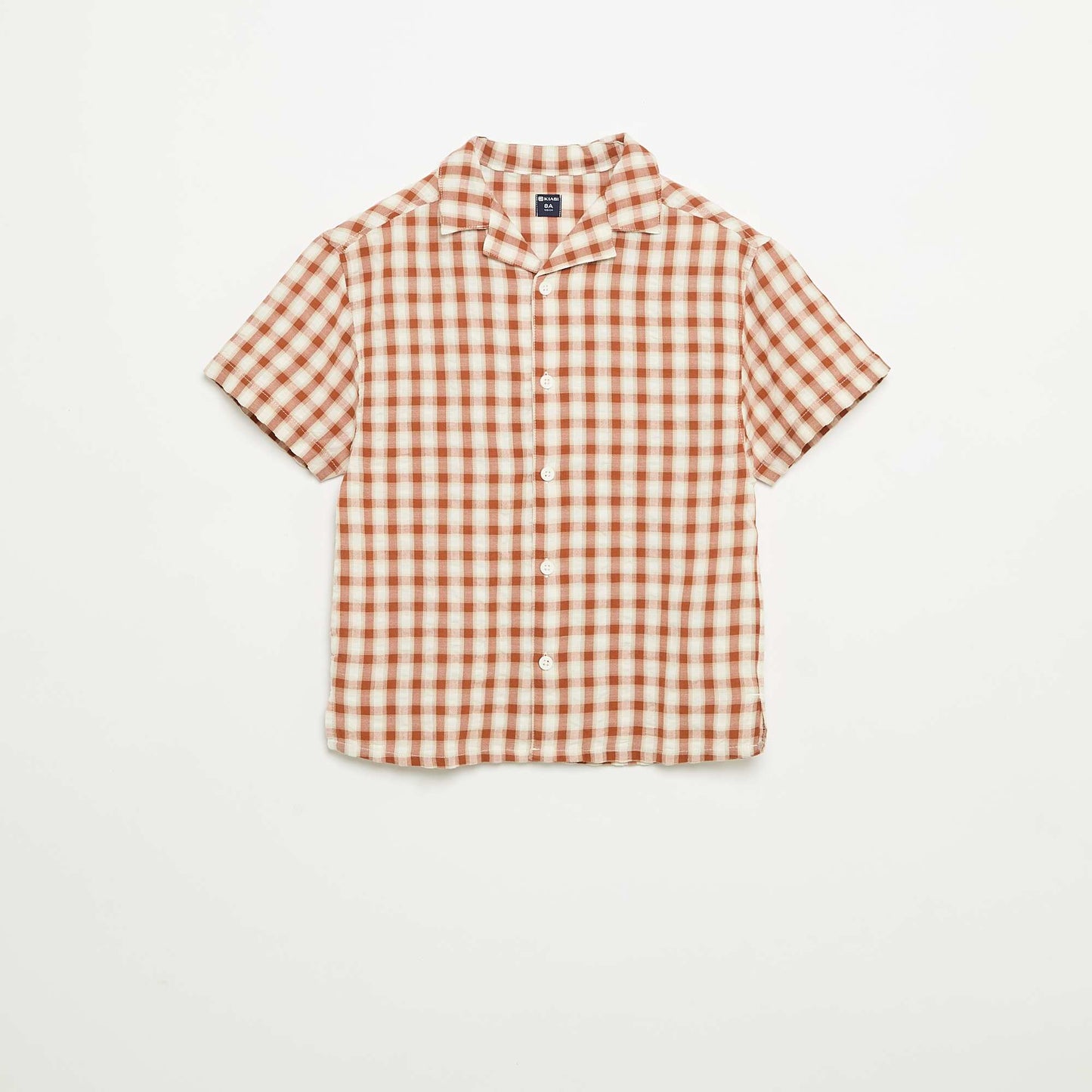 Short-sleeved checked shirt BROWN
