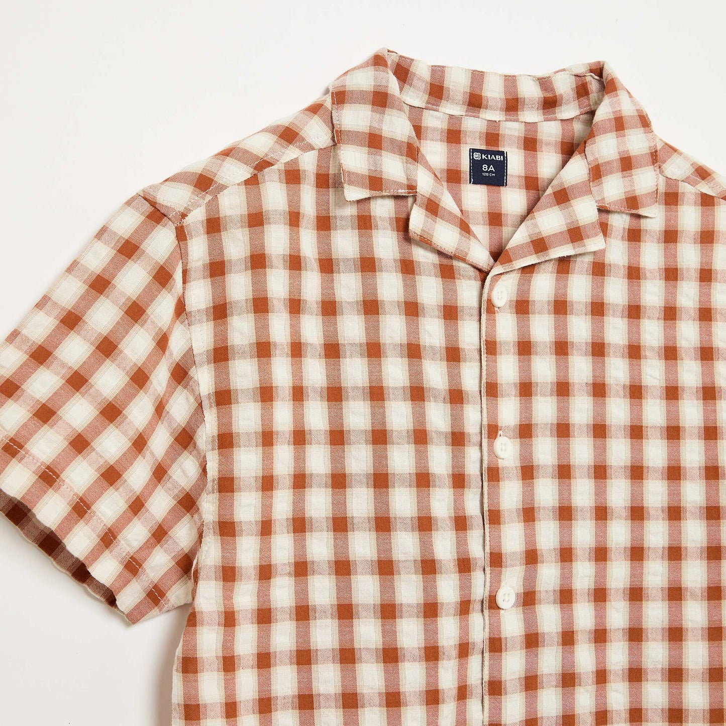 Short-sleeved checked shirt BROWN
