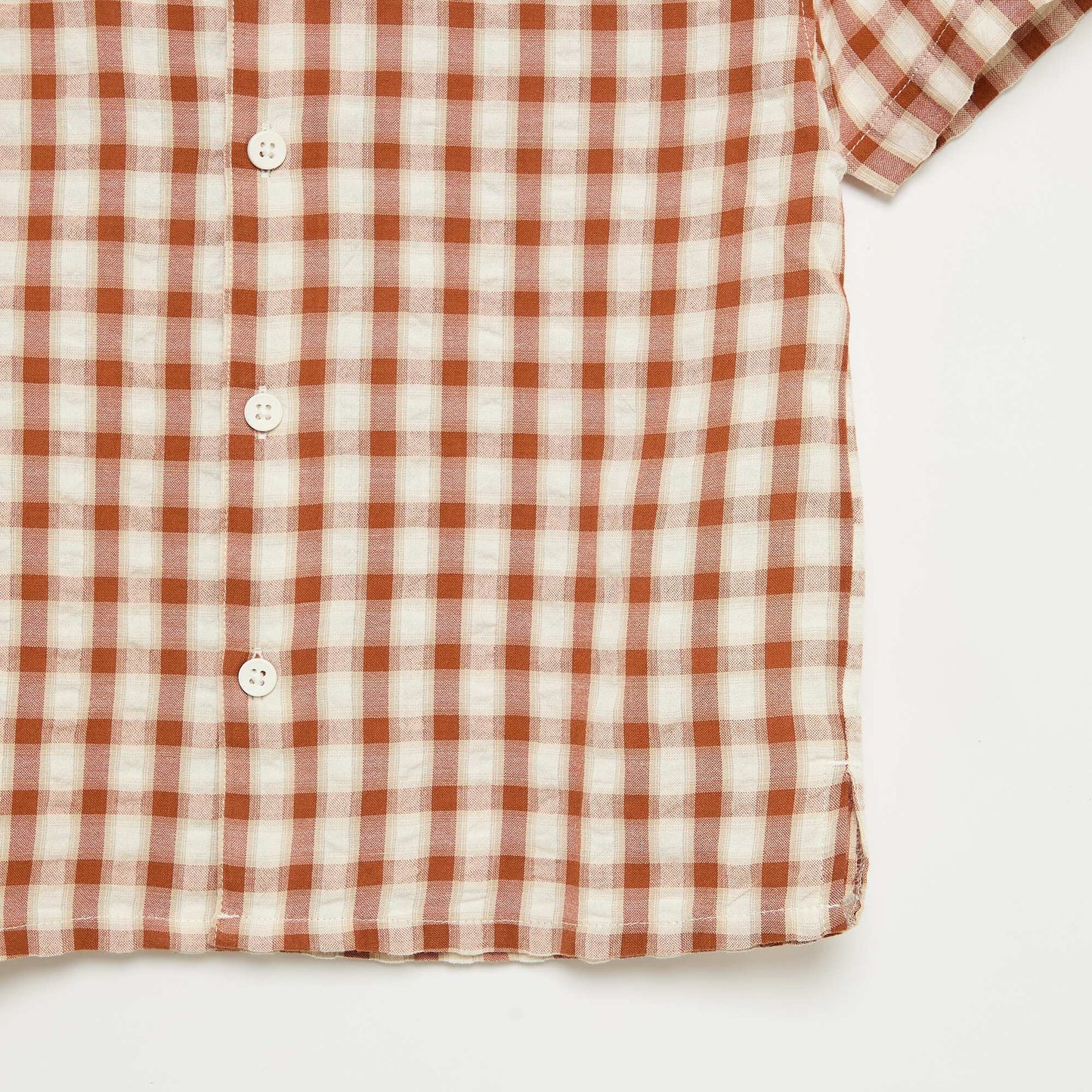 Short-sleeved checked shirt BROWN
