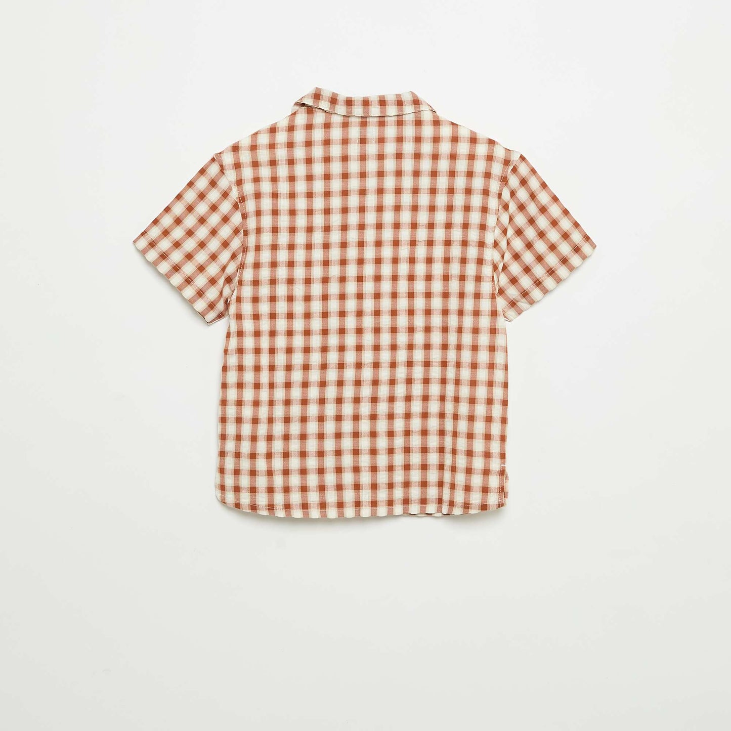 Short-sleeved checked shirt BROWN