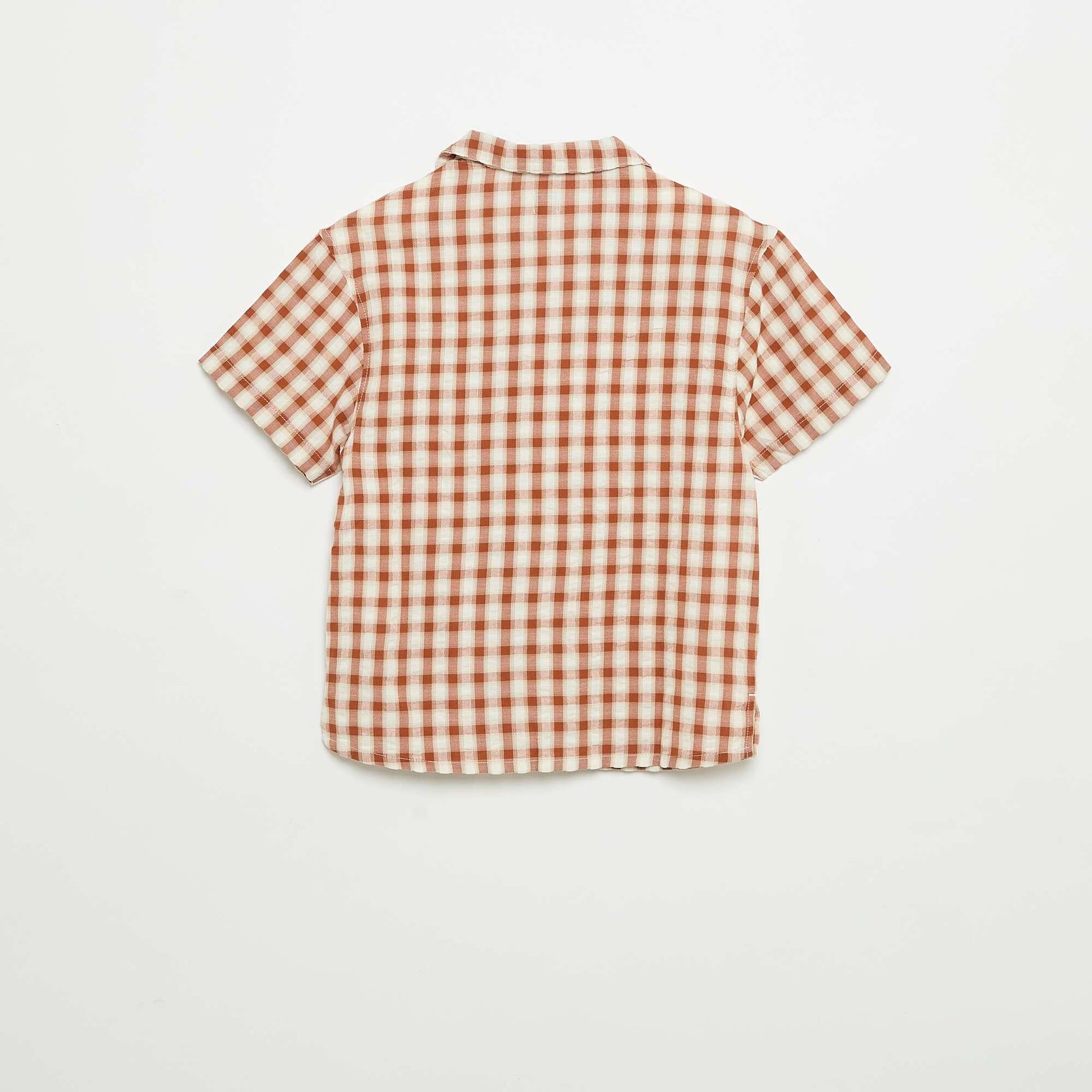 Short-sleeved checked shirt BROWN