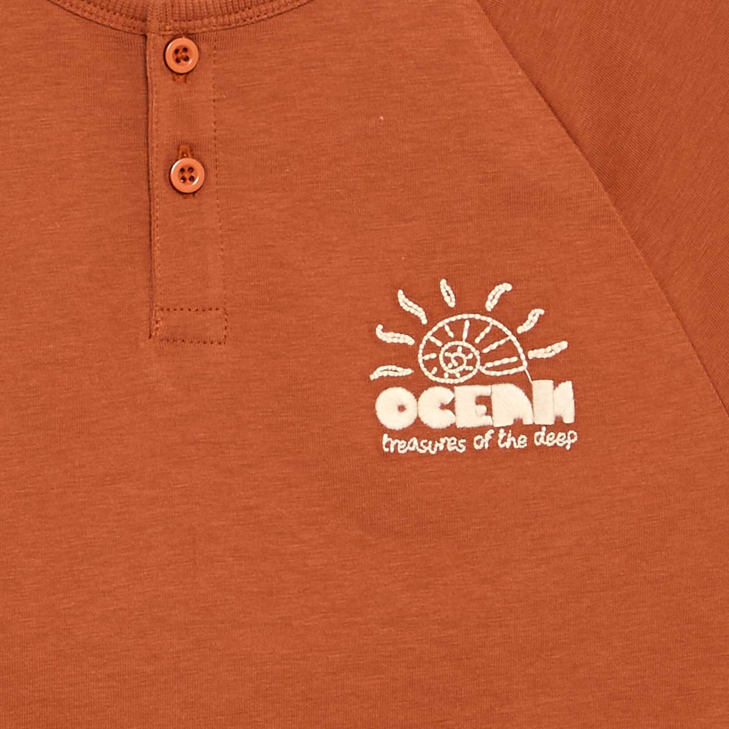 Embroidered Short-Sleeved T-shirt BROWN