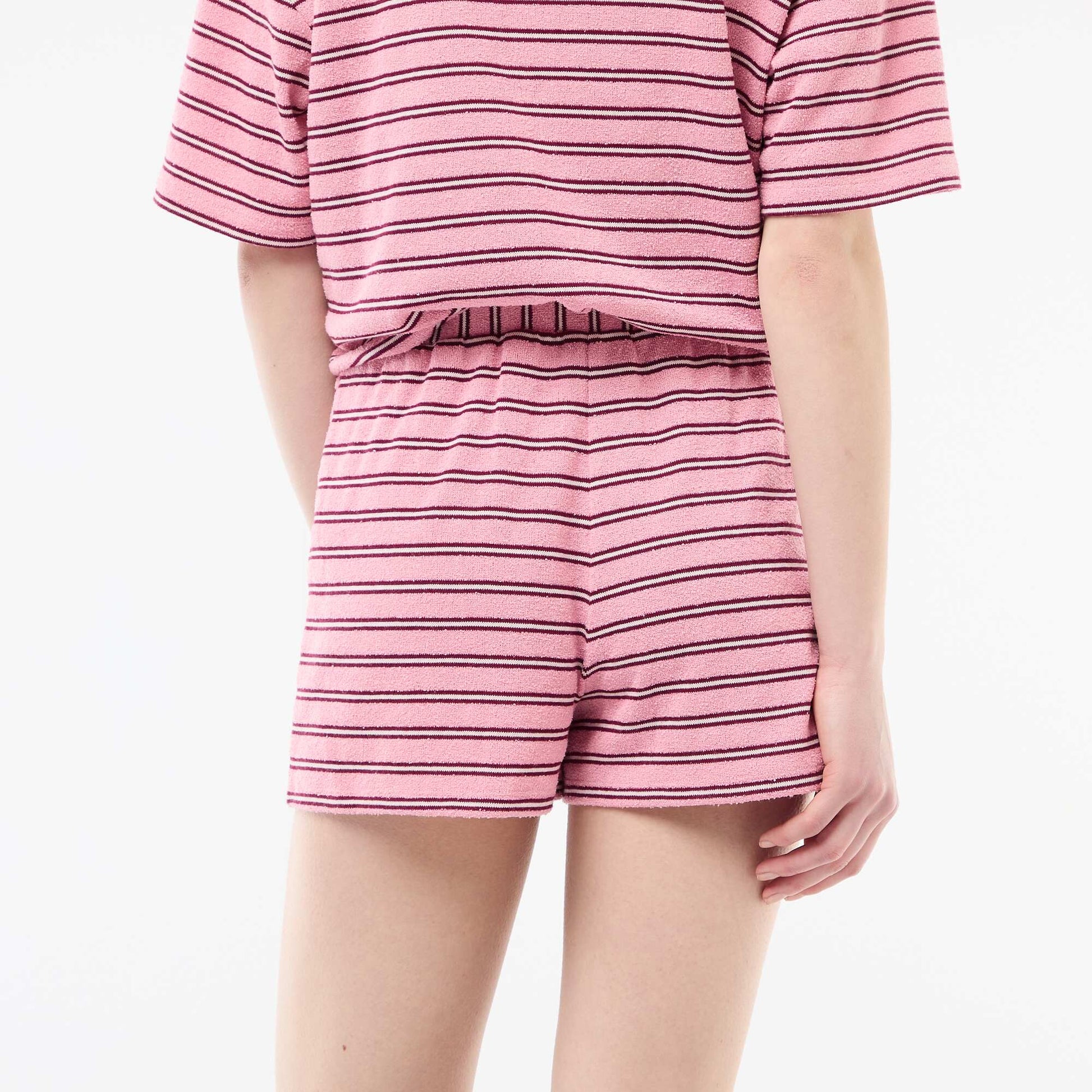 Striped Terry Towelling Shorts PINK