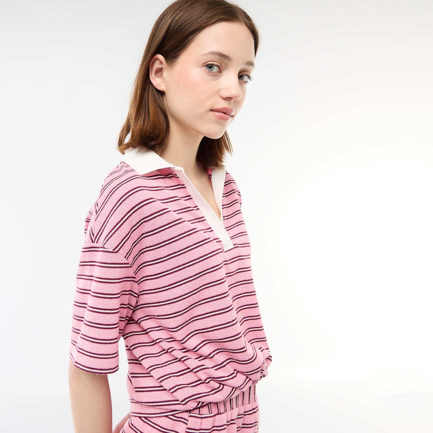 Oversized Terry Polo T-Shirt PINK