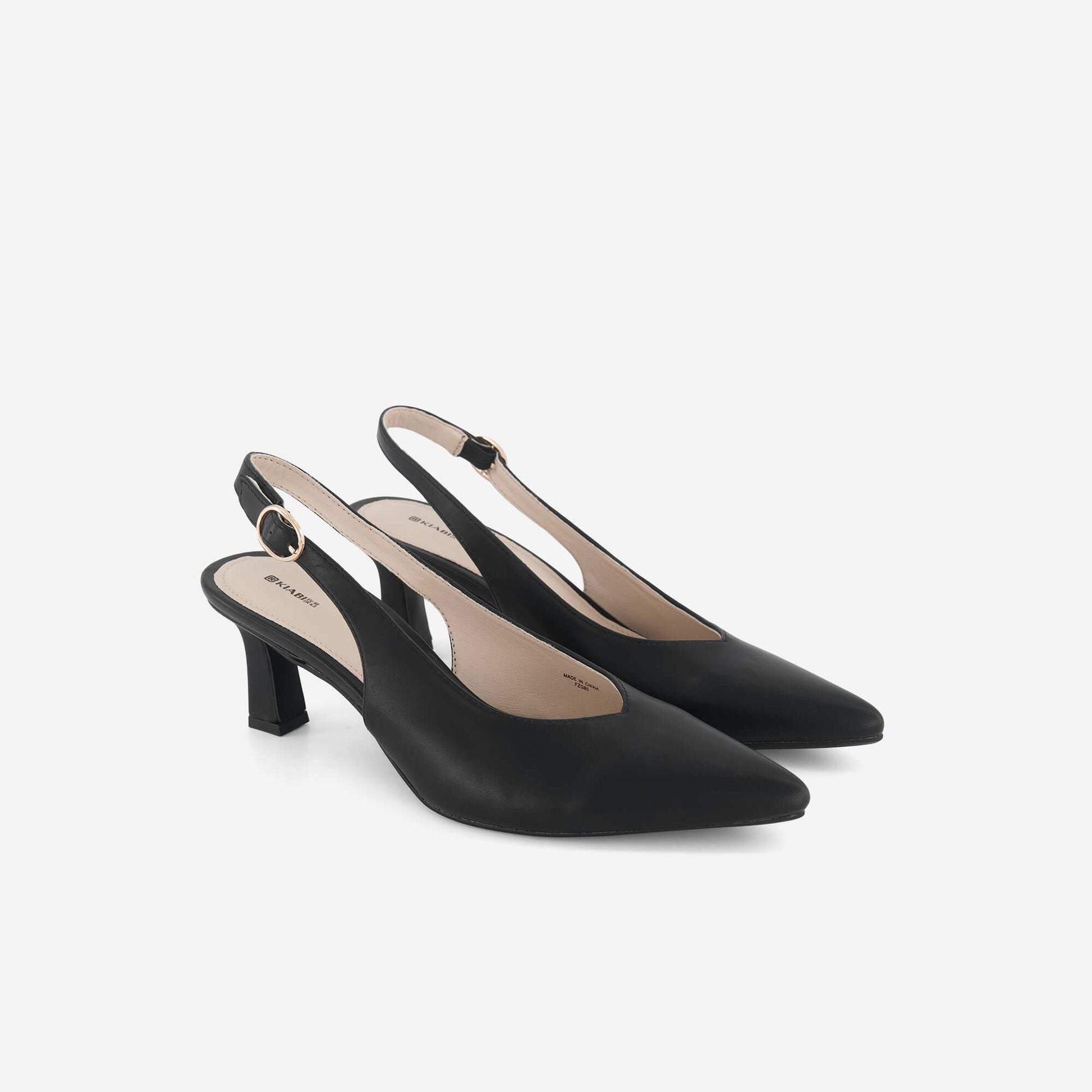Pointed faux leather pumps BLACK
