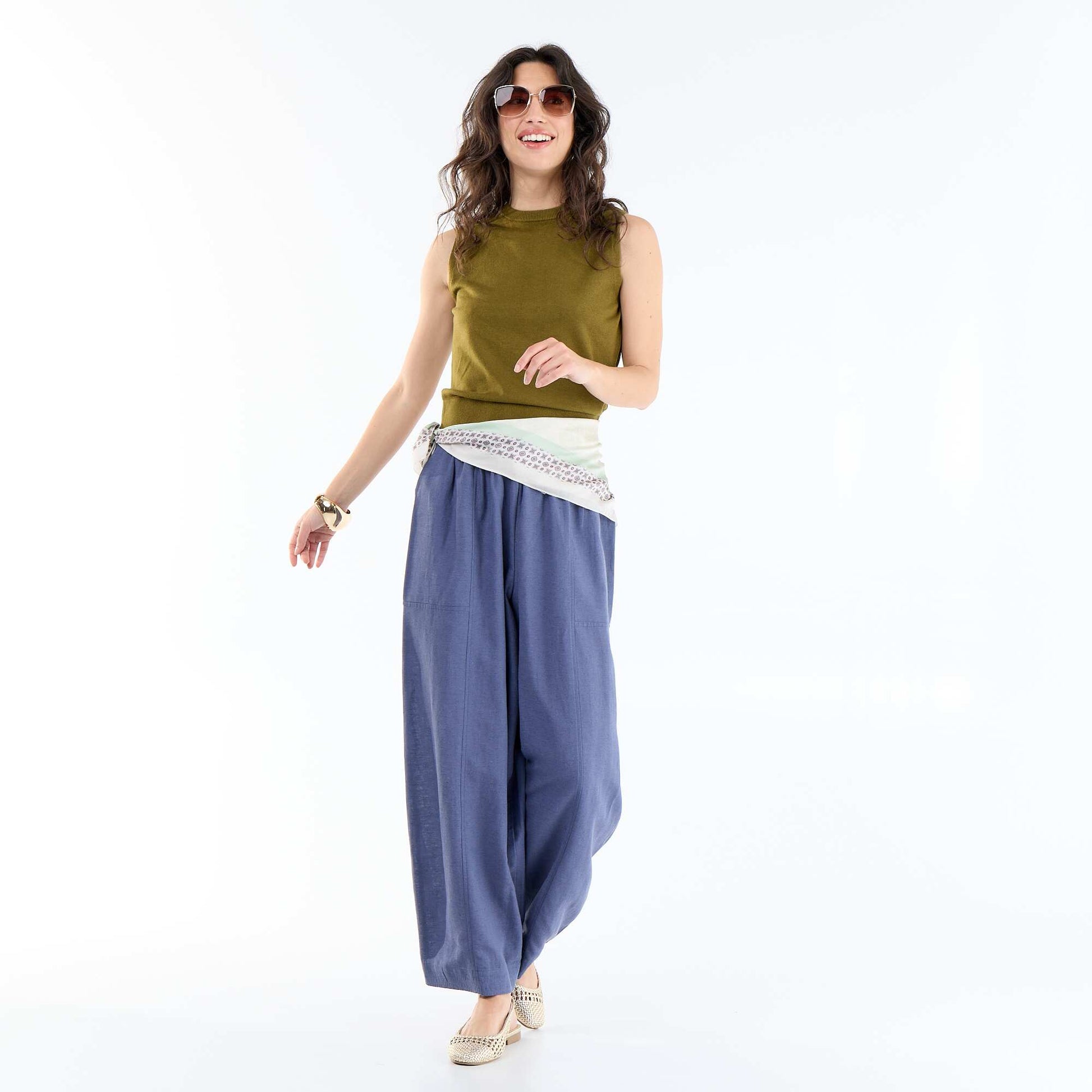 Sleeveless Round-Neck Sweater GREEN