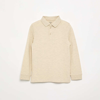 Long-sleeved polo shirt BEIGE