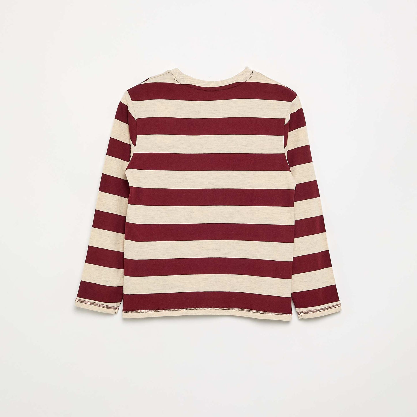 Striped long-sleeved jersey T-shirt BEIGE