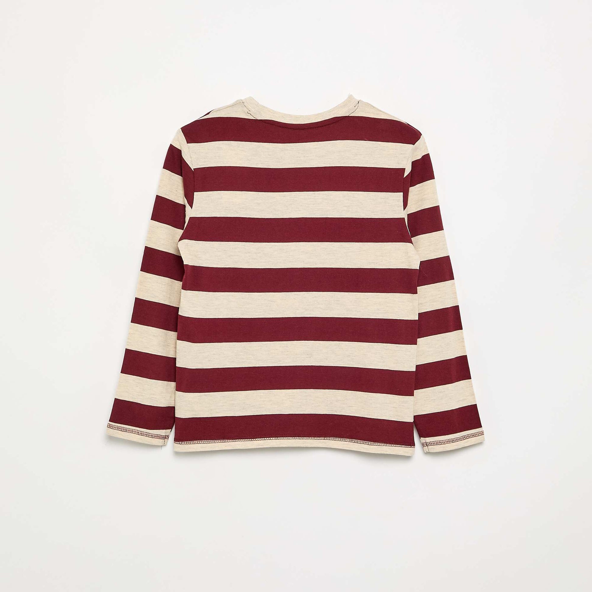 Striped long-sleeved jersey T-shirt BEIGE