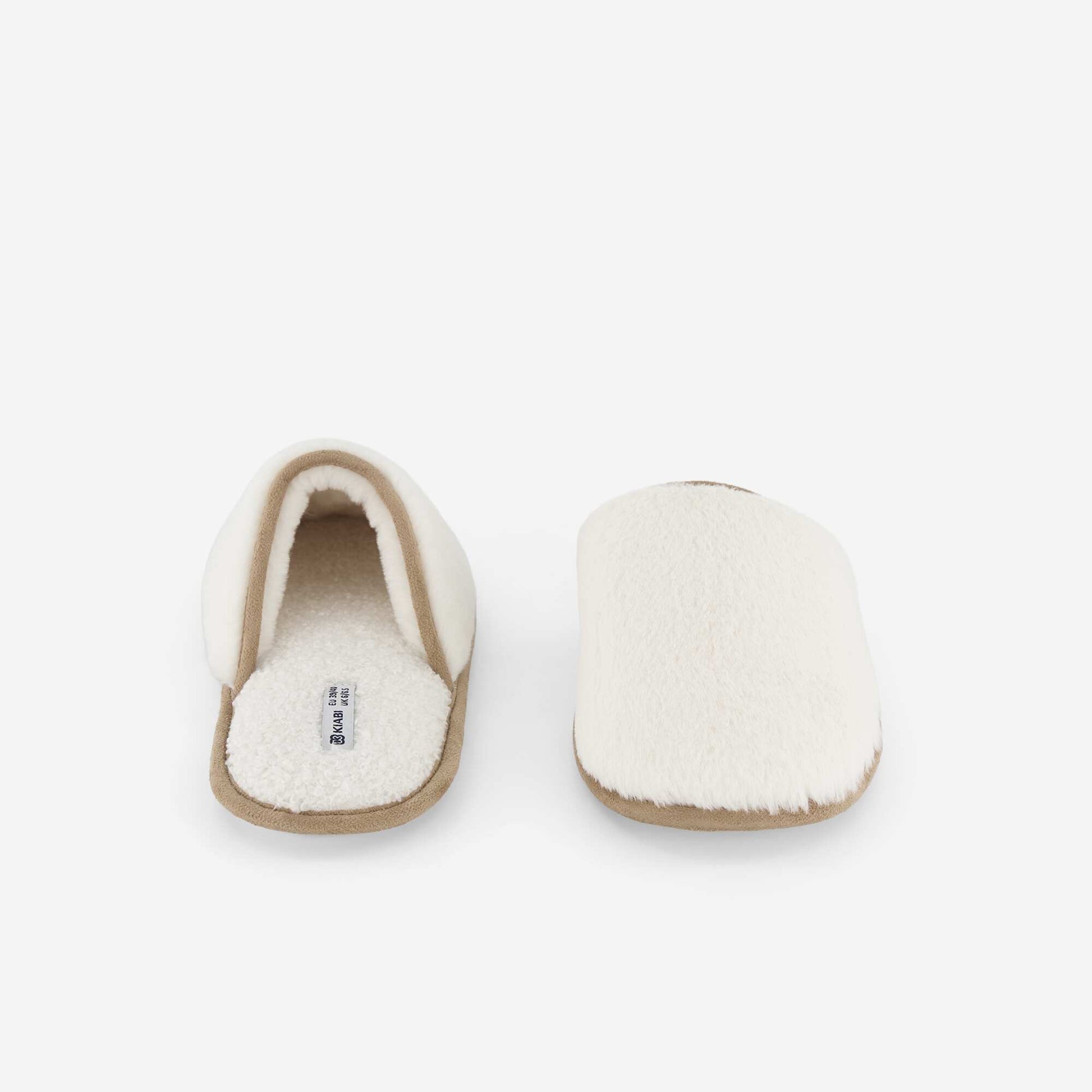 Faux Fur Mule Slippers BEIGE