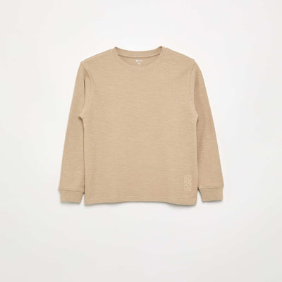 Plain long-sleeved sweater BEIGE