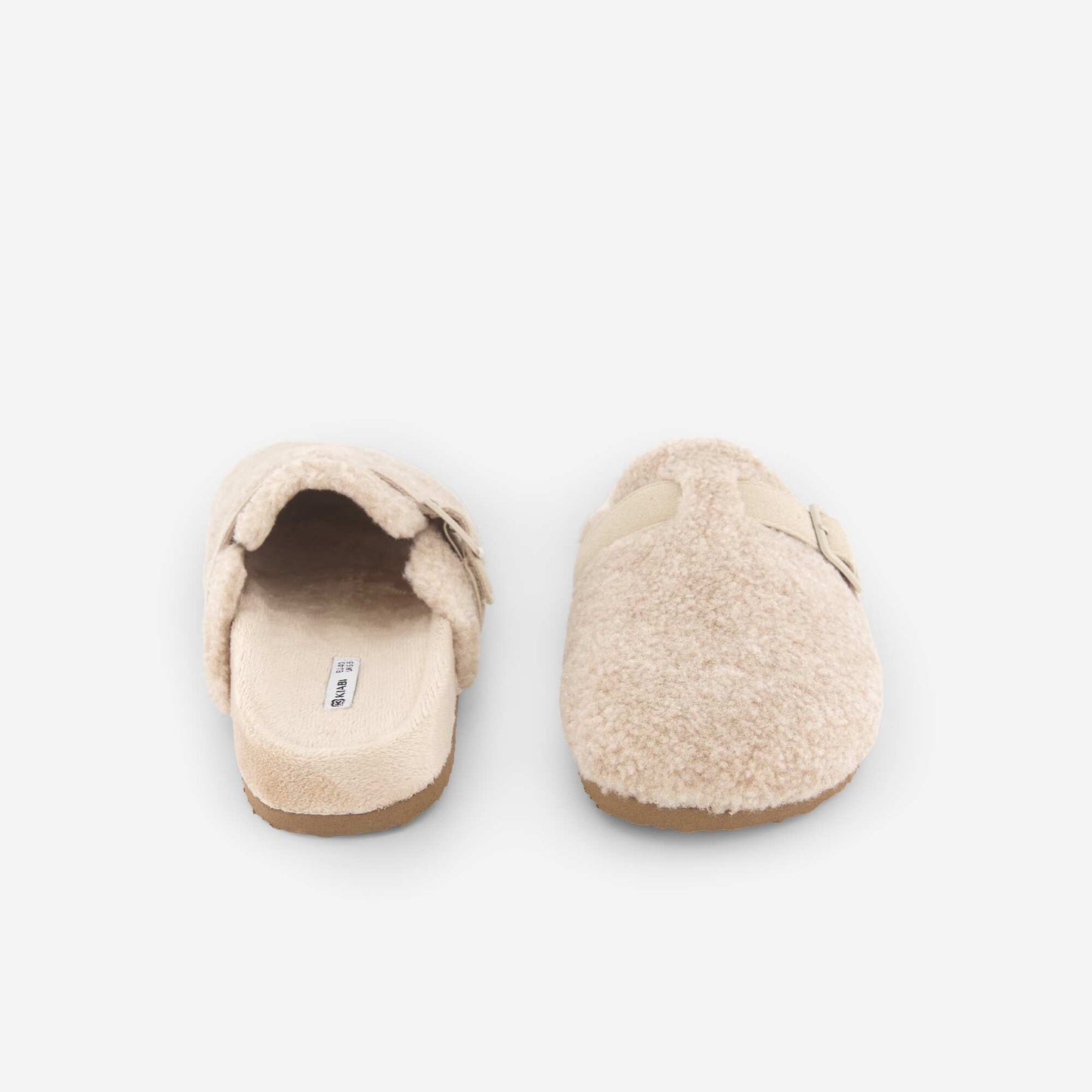 Fleece-lined mule slippers BEIGE