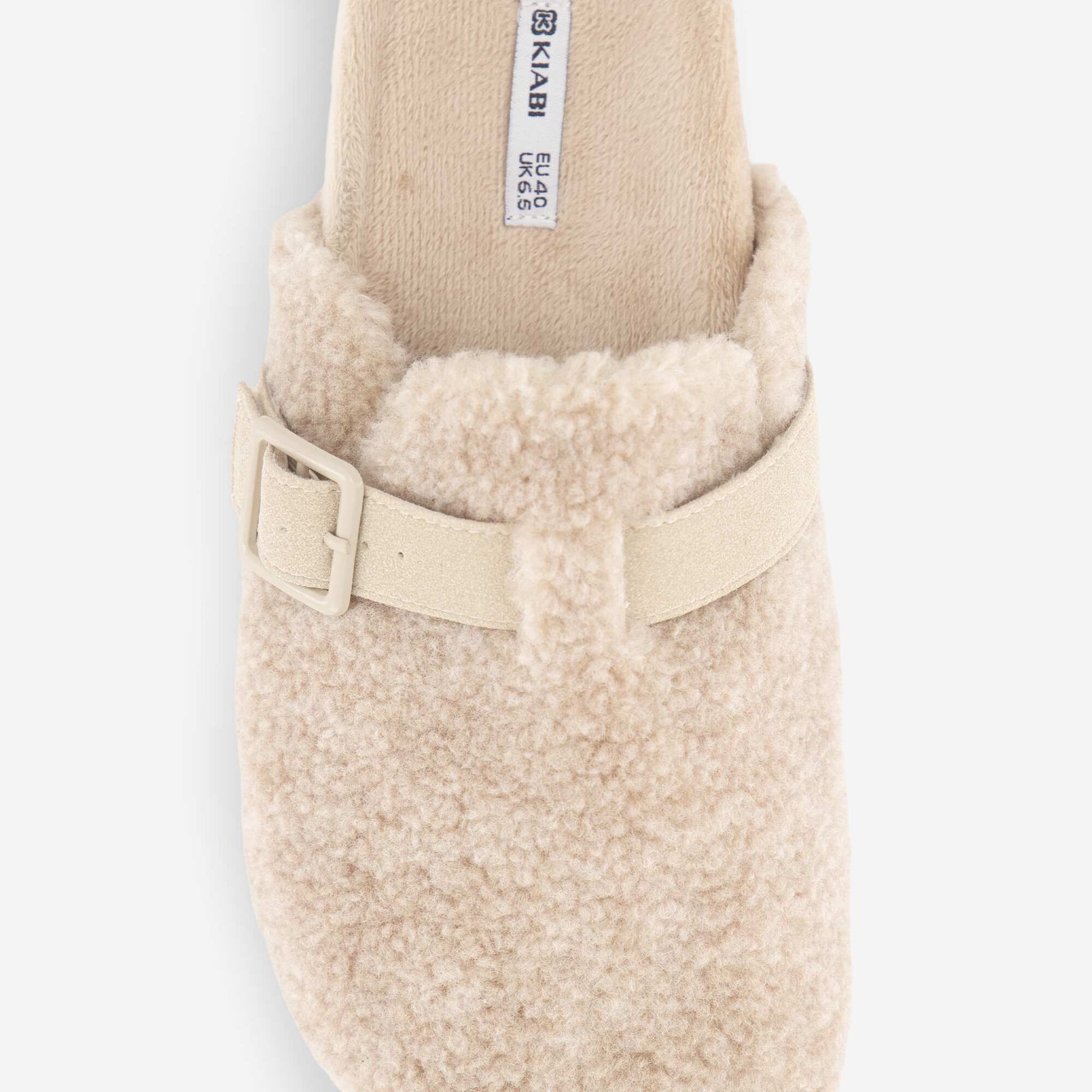 Fleece-lined mule slippers BEIGE