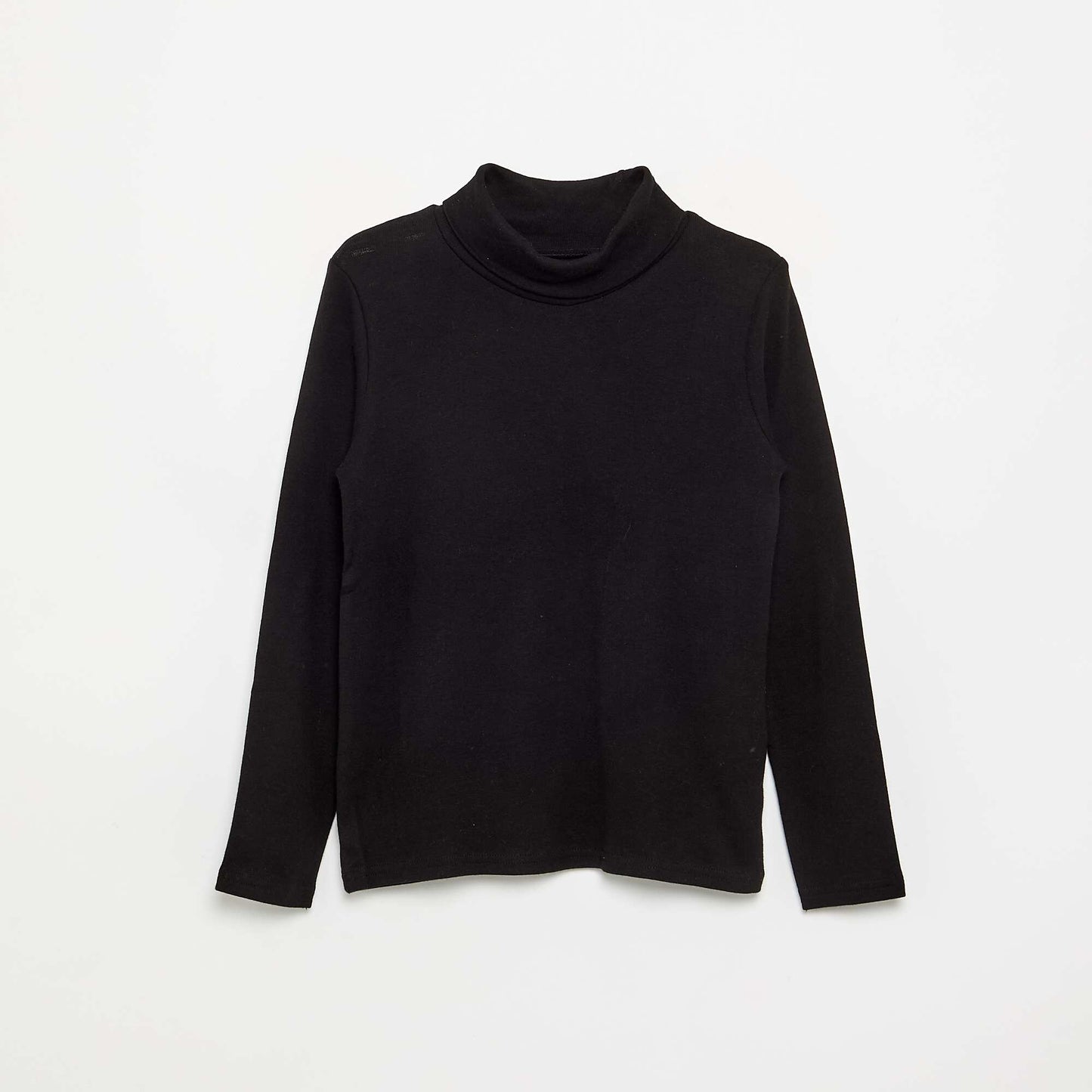 Ribbed Knit Roll Neck Top BLACK