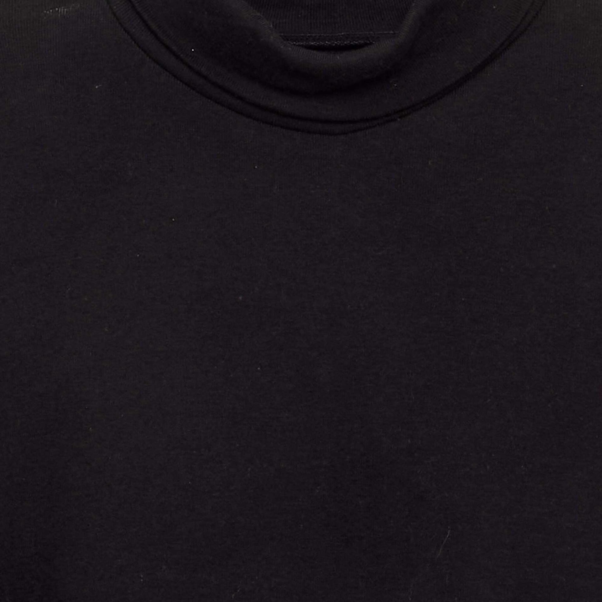 Ribbed Knit Roll Neck Top BLACK