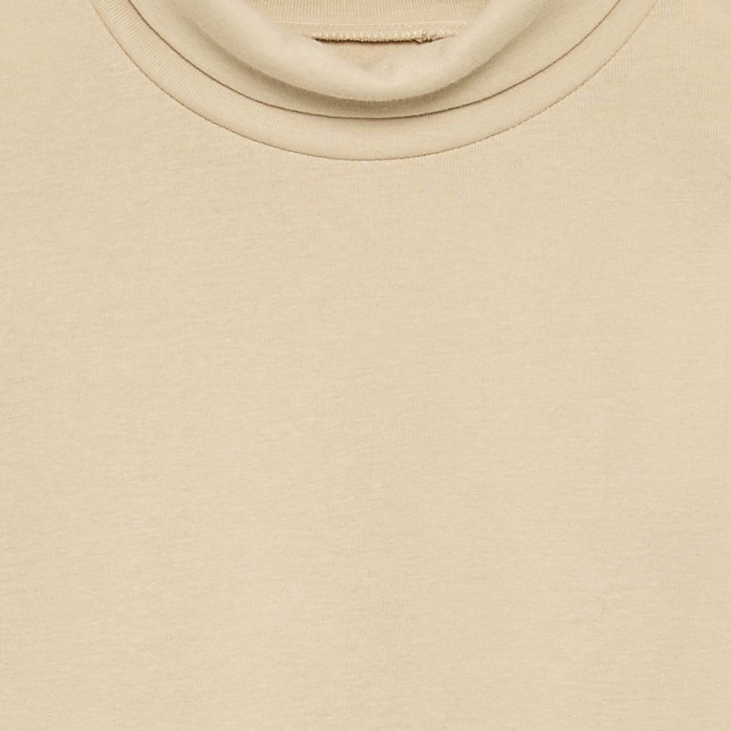 Ribbed Knit Roll Neck Top BEIGE